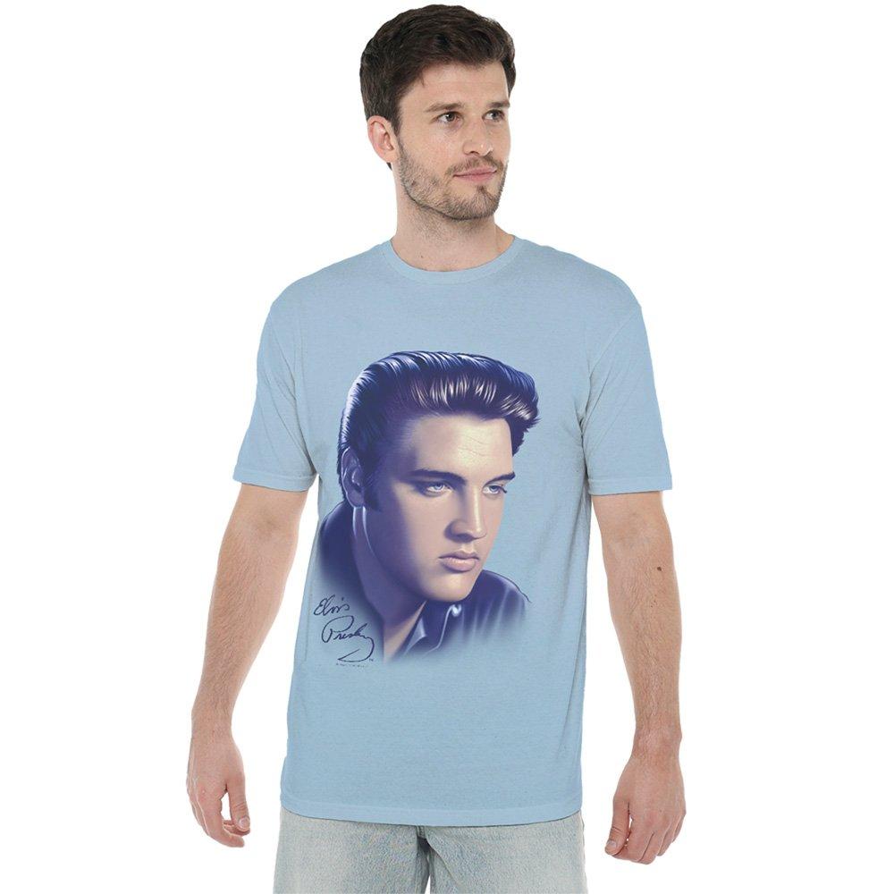 Light Blue - Elvis Presley - Elvis Presley Big Portrait T-Shirt Light Blue - 1