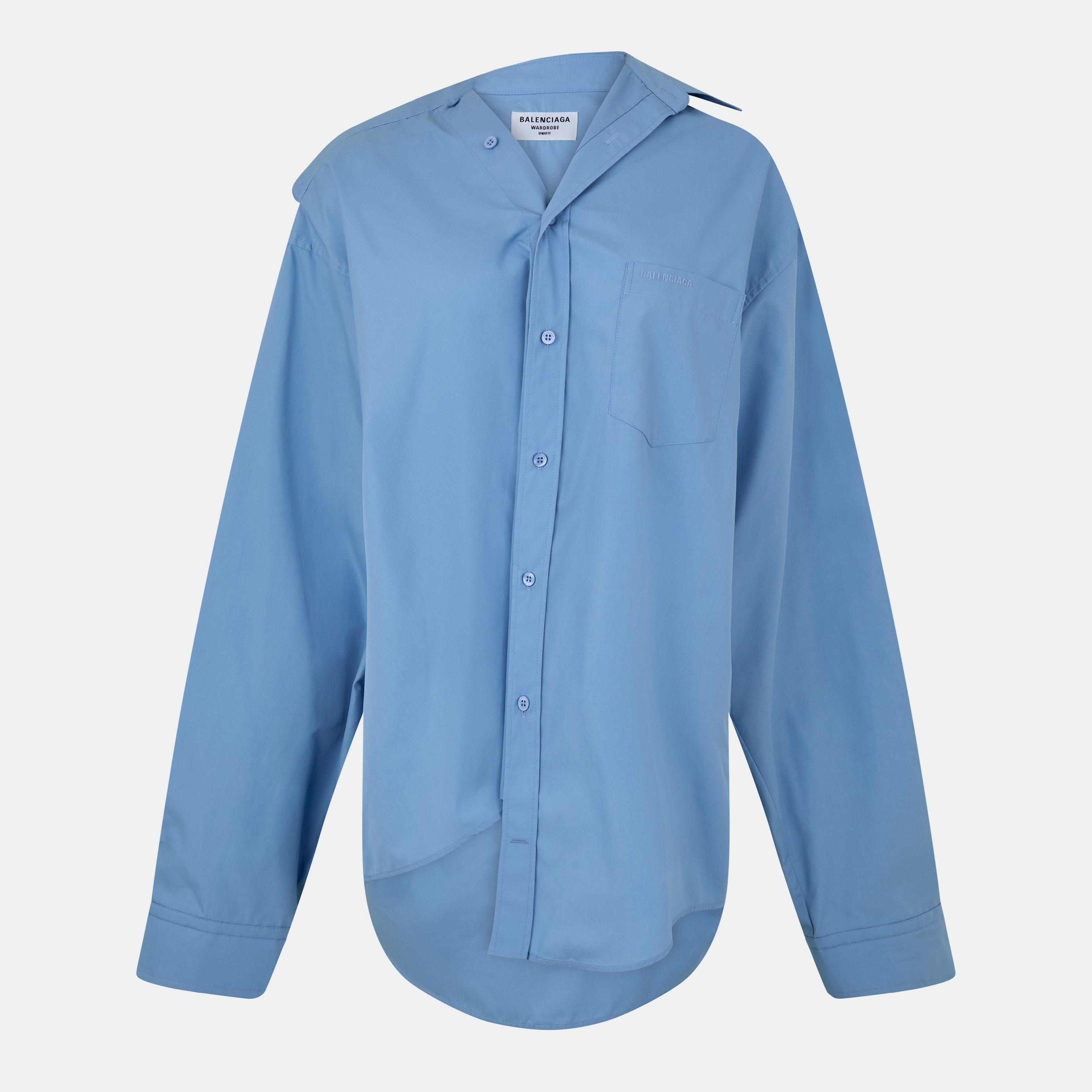 Sky Blue W - Balenciaga - Women's Plain Long-Sleeve Shirt - 1