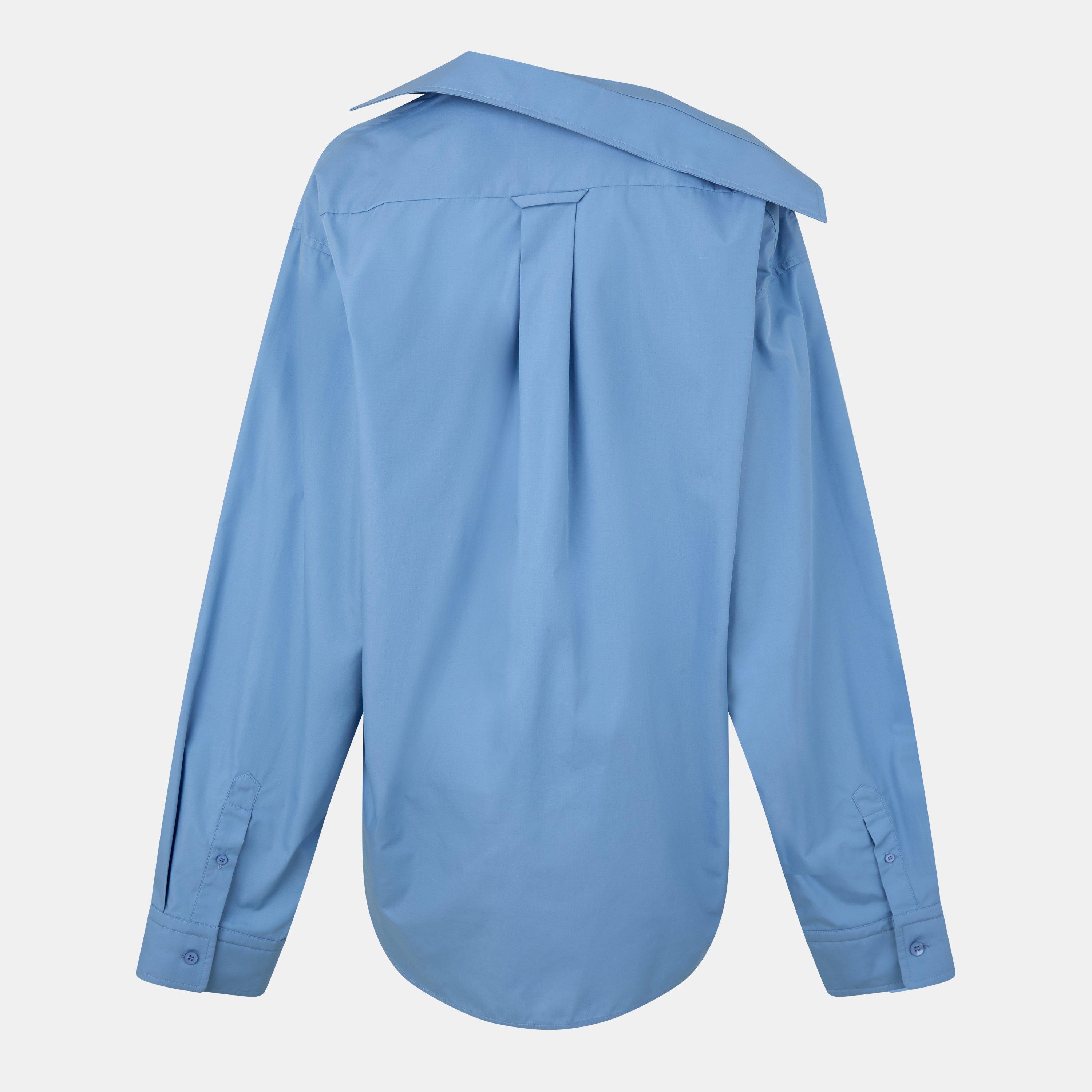 Sky Blue W - Balenciaga - Women's Plain Long-Sleeve Shirt - 2