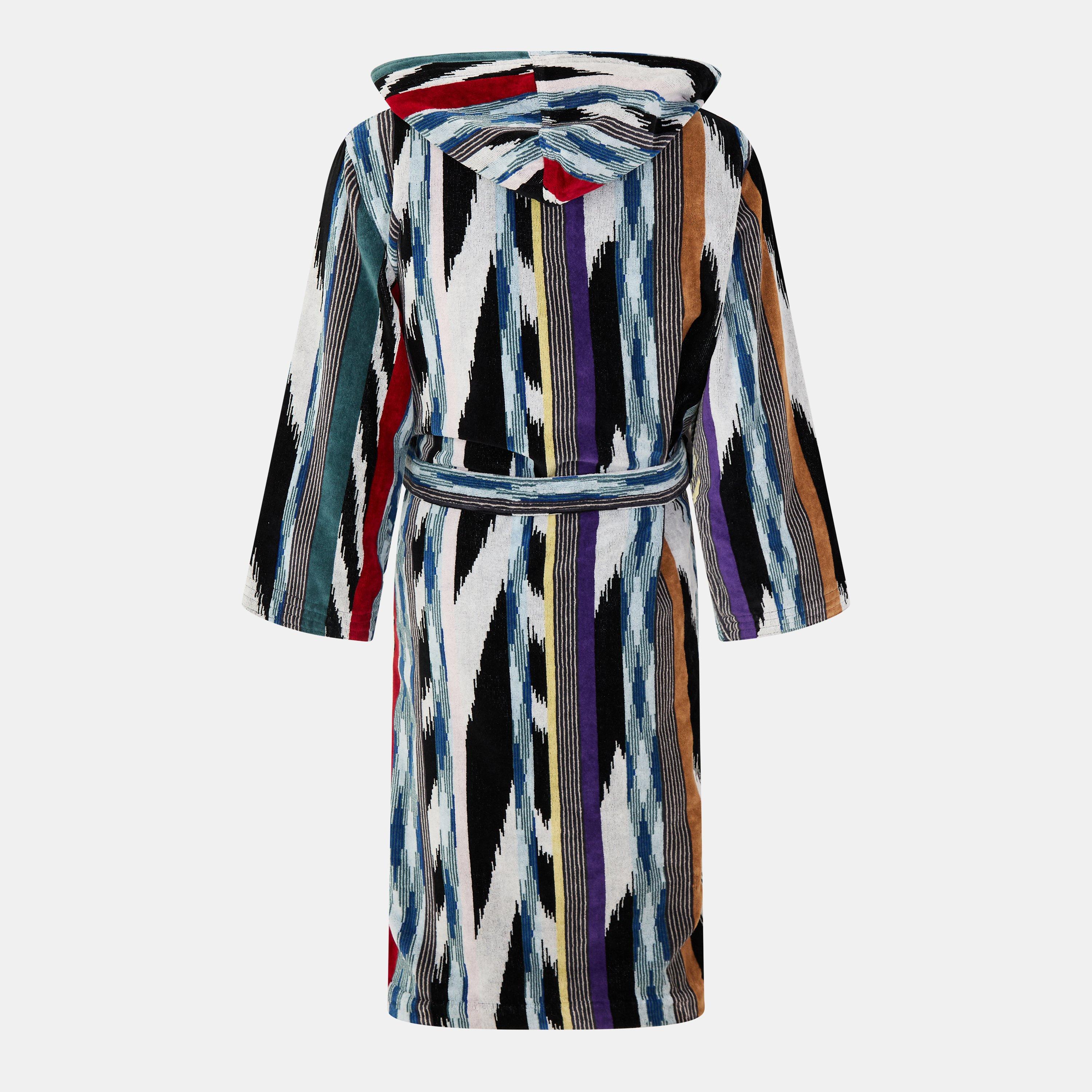 Black Multi - Missoni Home Collection - Unisex Adults Bath Robe Hoodie Towel Dressing Gown - 2