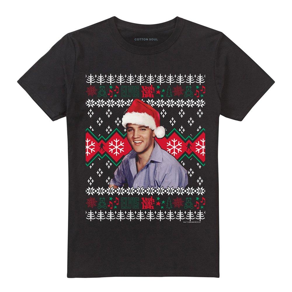 Black - Elvis Presley - Elvis Ugly Christmas Sweater T-Shirt Black - 4
