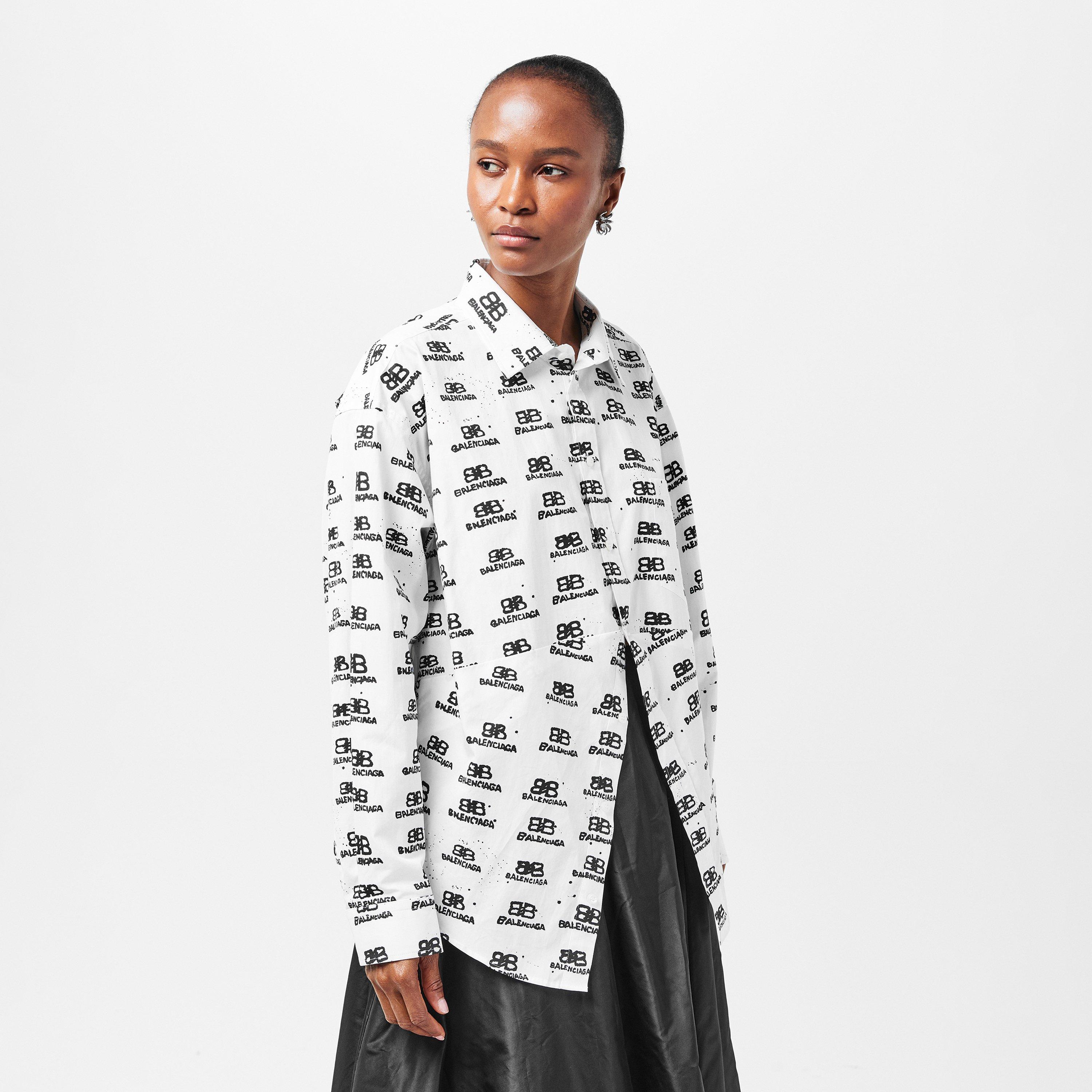 White/Black - Balenciaga - Women's Long-Sleeve Shirt - 3
