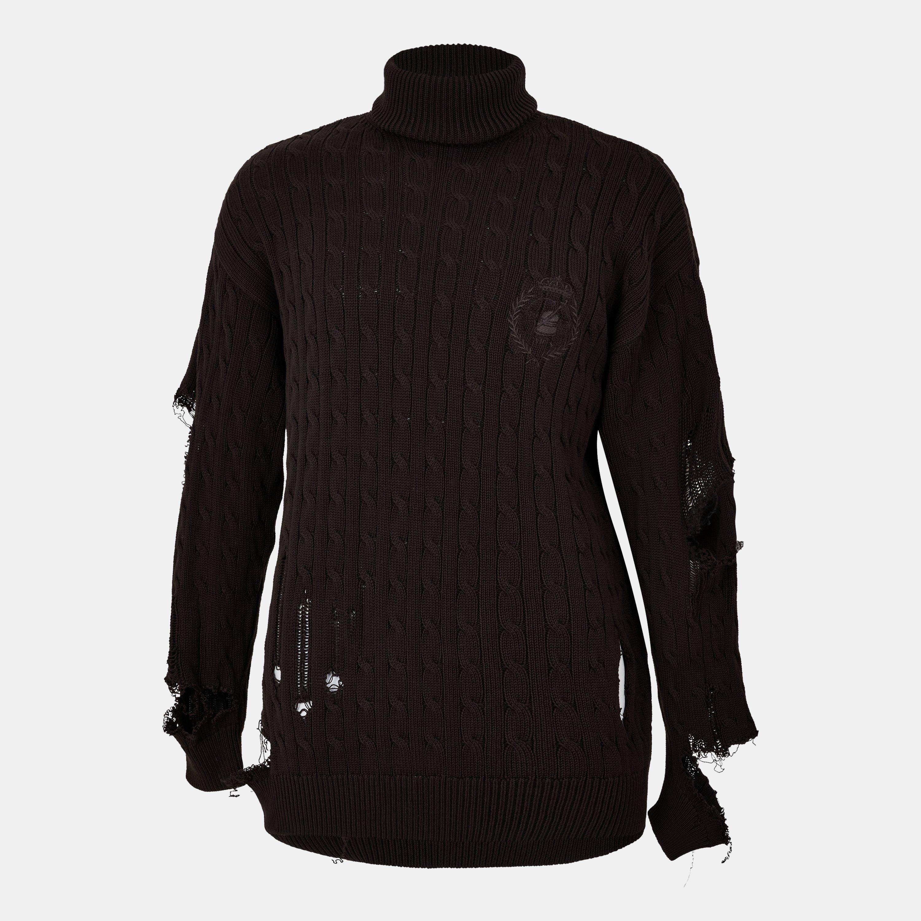 Brown W - Balenciaga - Extreme Distressed Crest Jumper - 1
