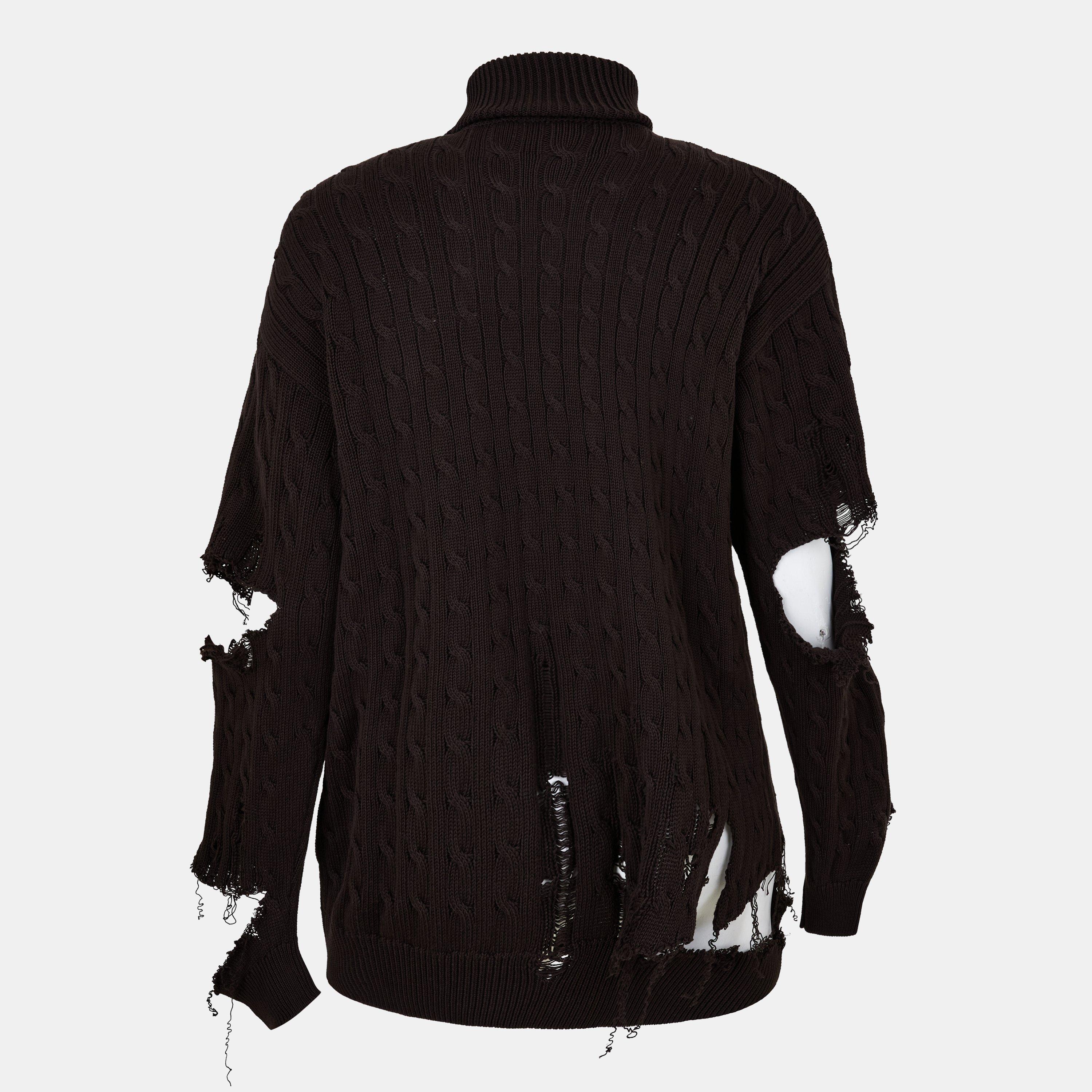 Brown W - Balenciaga - Extreme Distressed Crest Jumper - 2