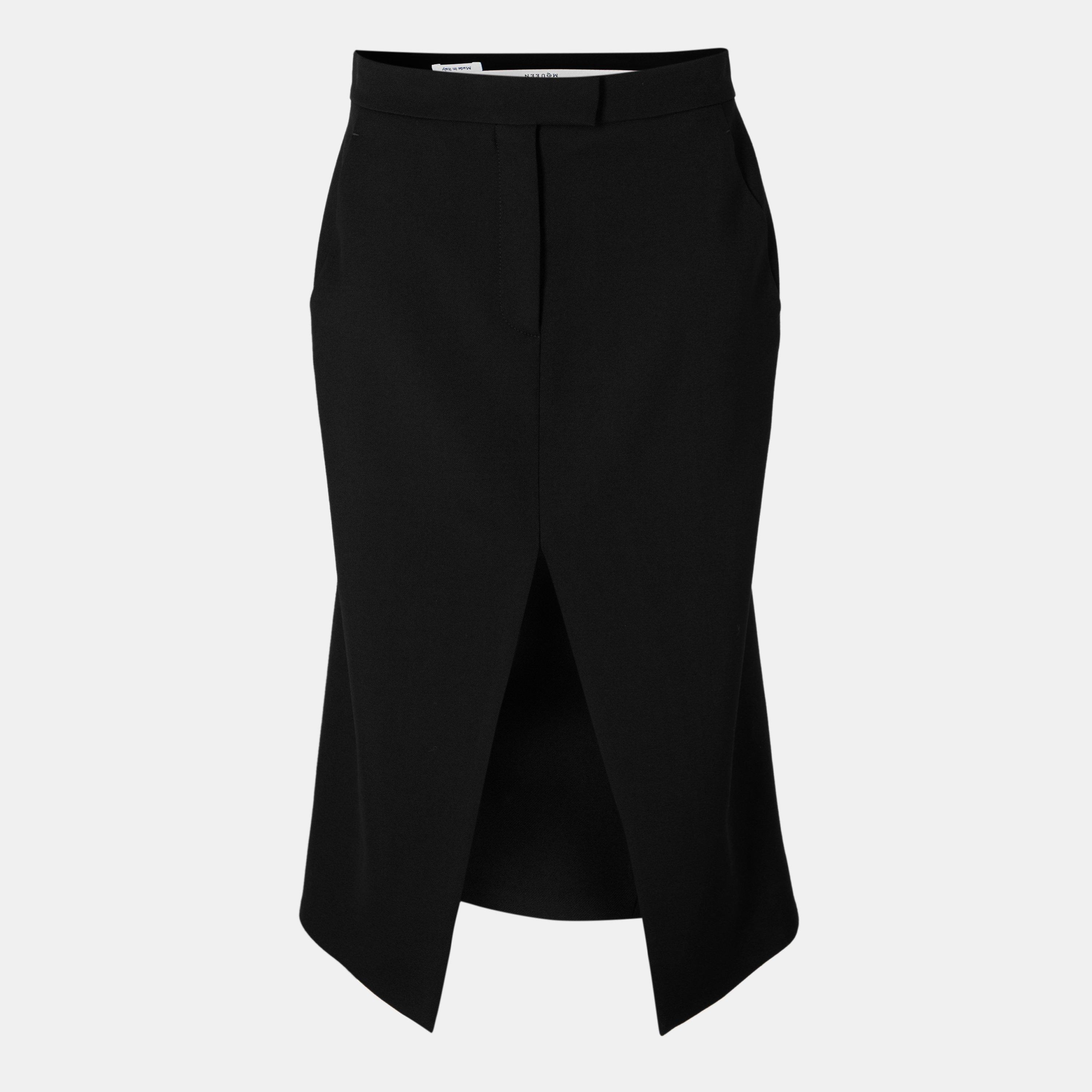 Alexander McQueen Women's Alex Kick Back Structured Midi Skirt - Black - Size 8 (XS)