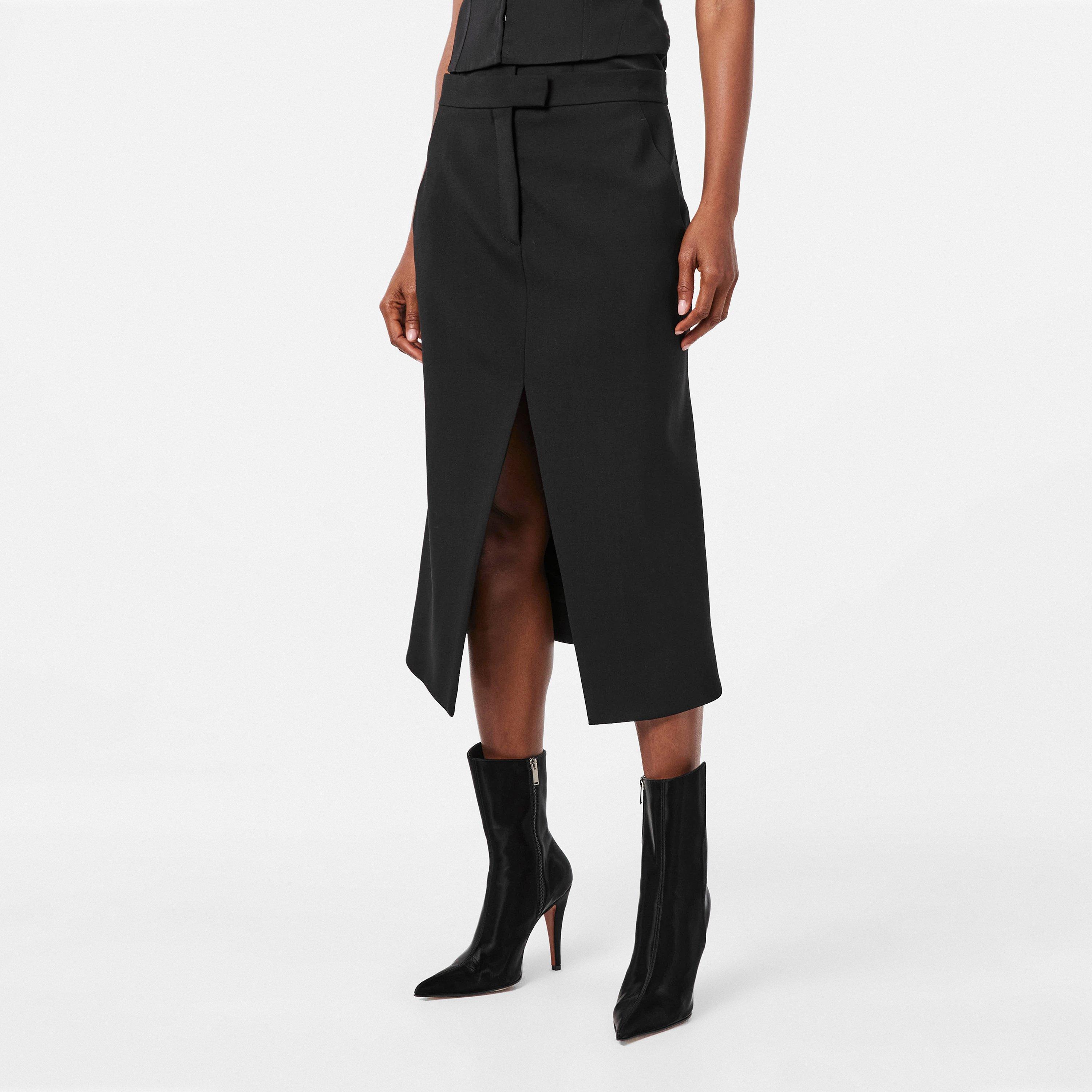 Black - Alexander McQueen - Women's Alex Kick Back Midi Skirt - 3