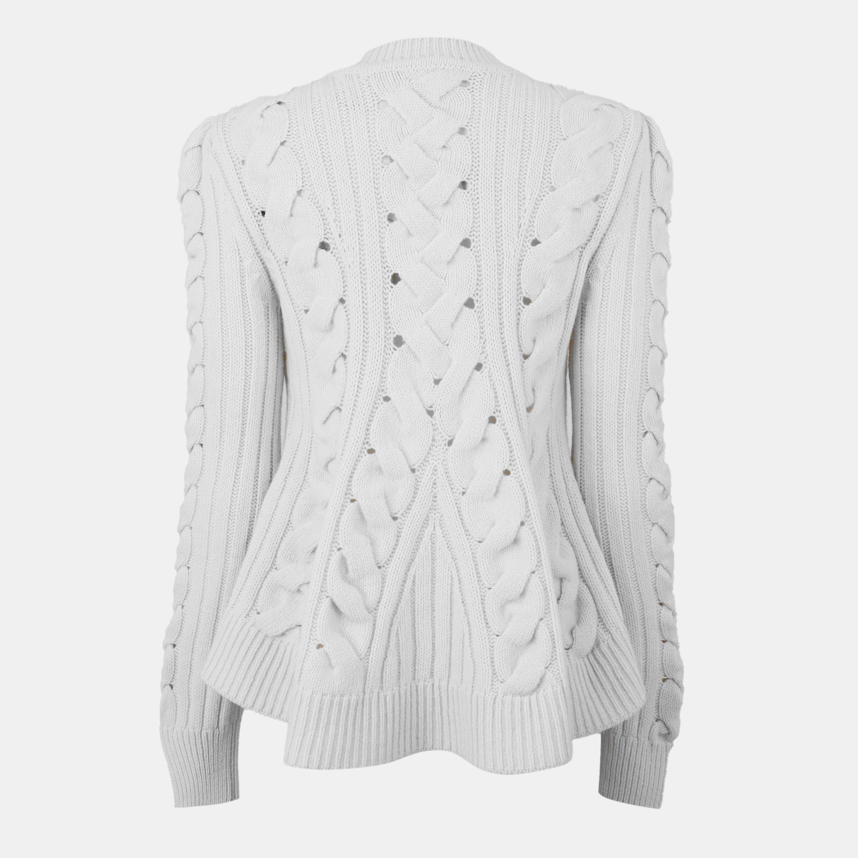 Ivory - Alexander McQueen - Women's Alex Cable Knit Crew Neck Jumper - 1