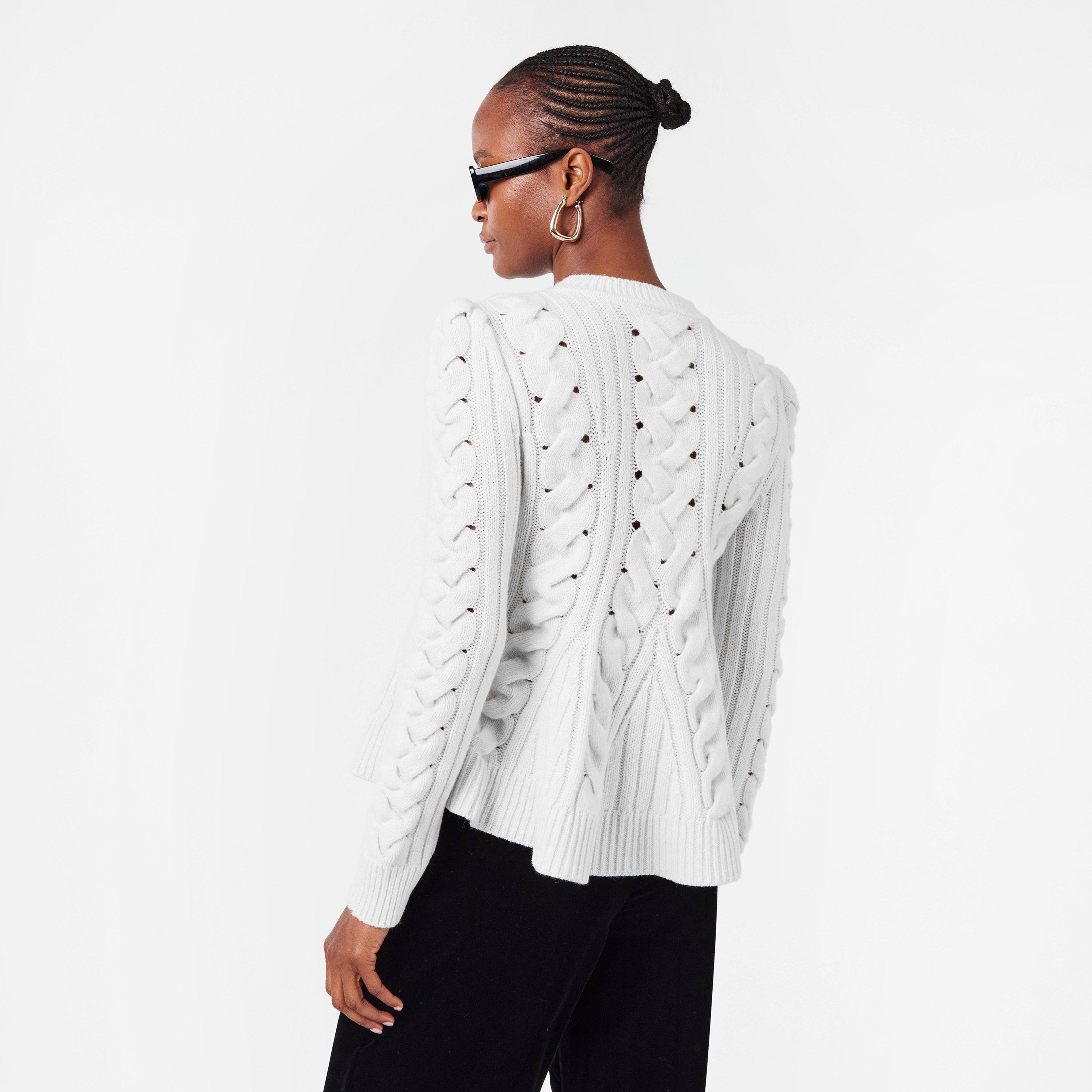 Ivory - Alexander McQueen - Women's Alex Cable Crew Neck Jumper - 4