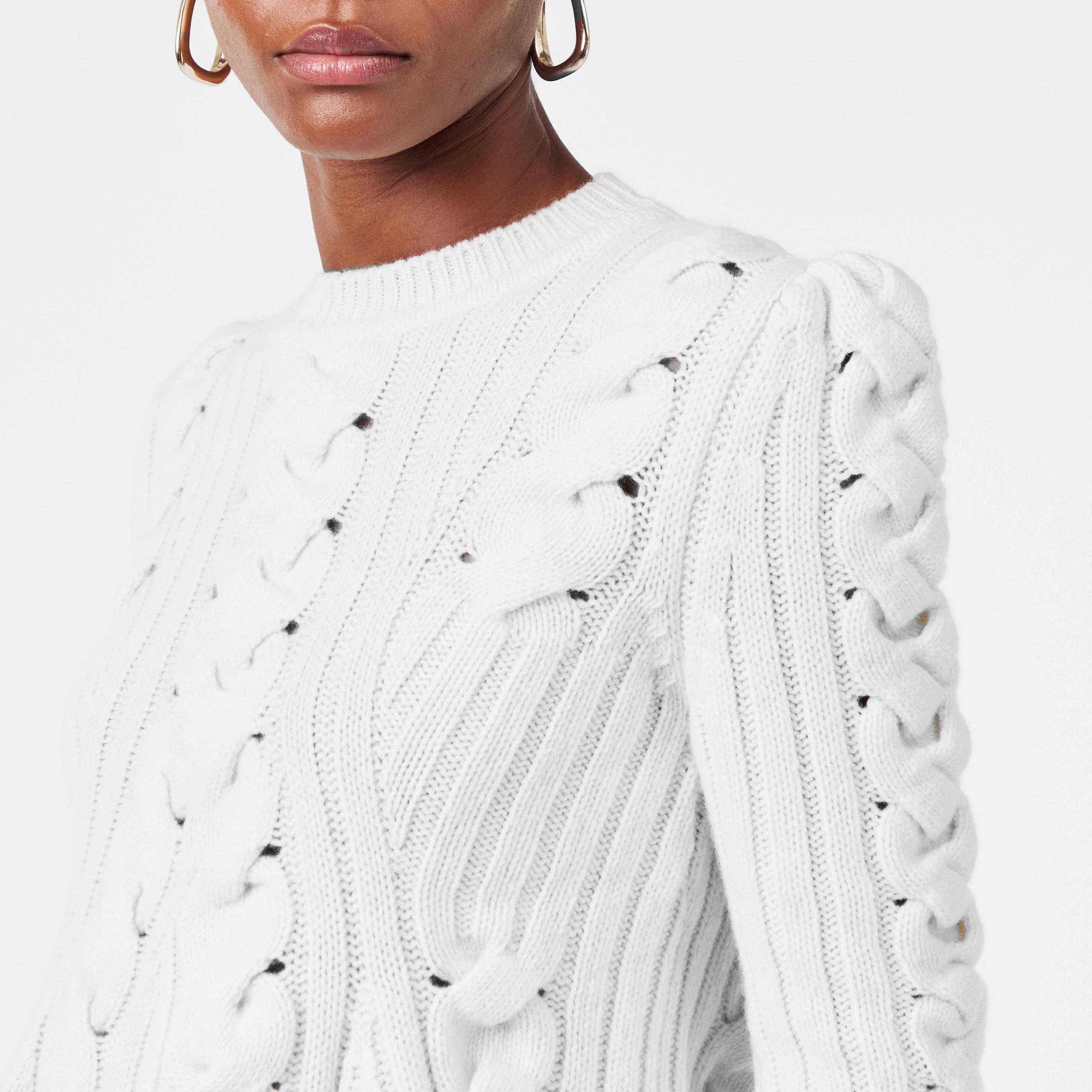 Ivory - Alexander McQueen - Women's Alex Cable Crew Neck Jumper - 5