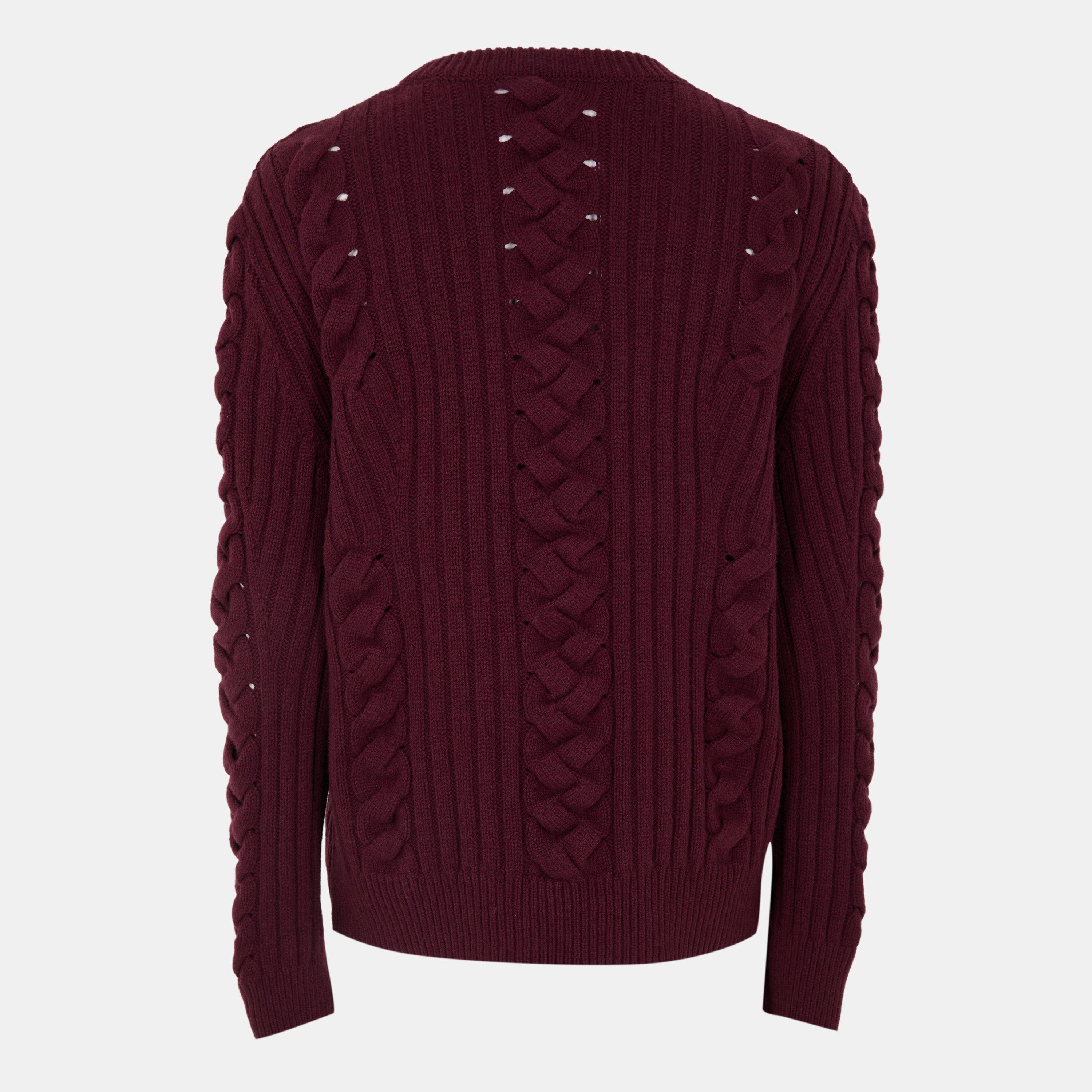 Madder - Alexander McQueen - Men's Alex Cable Crew Neck Jumper - 2