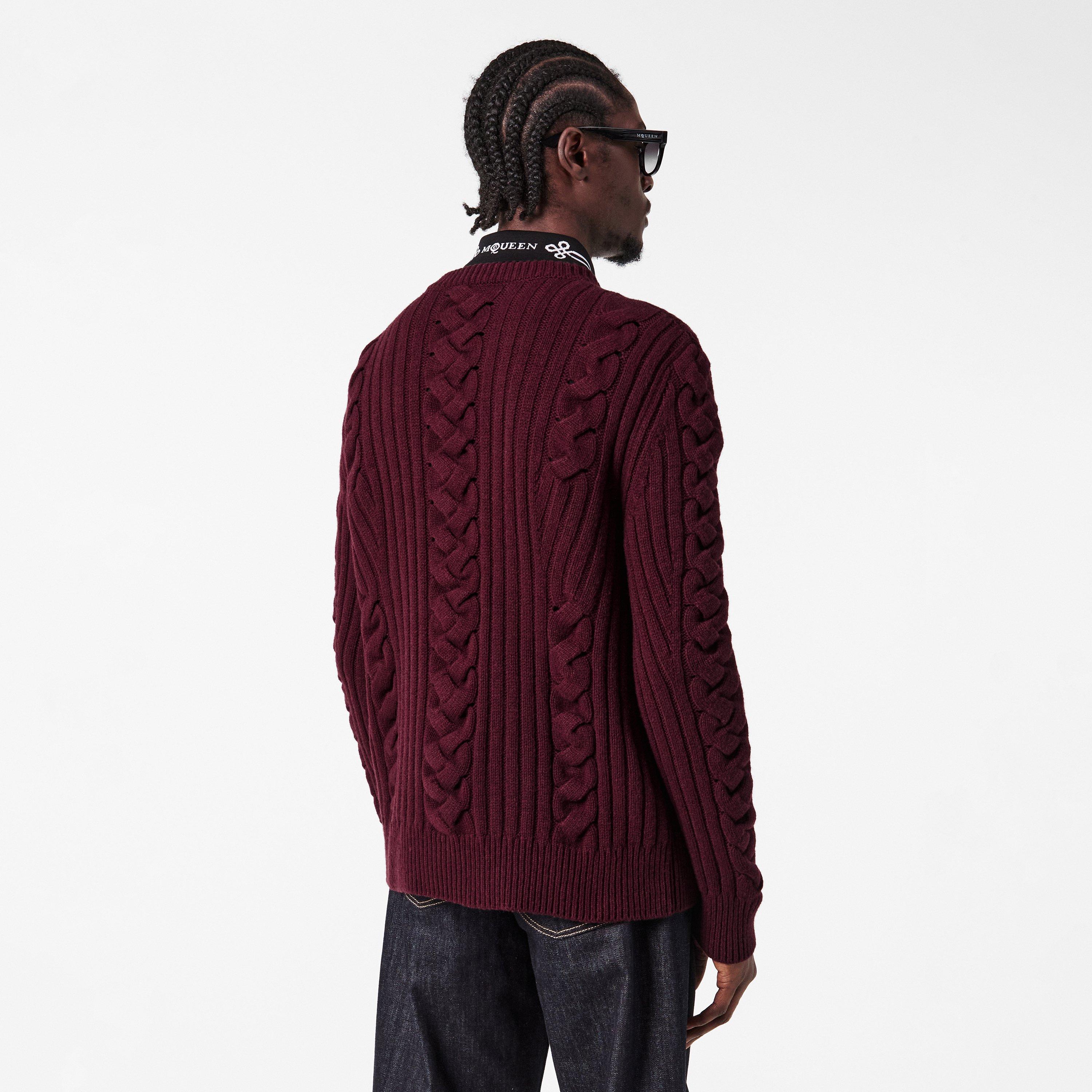 Madder - Alexander McQueen - Men's Alex Cable Crew Neck Jumper - 4