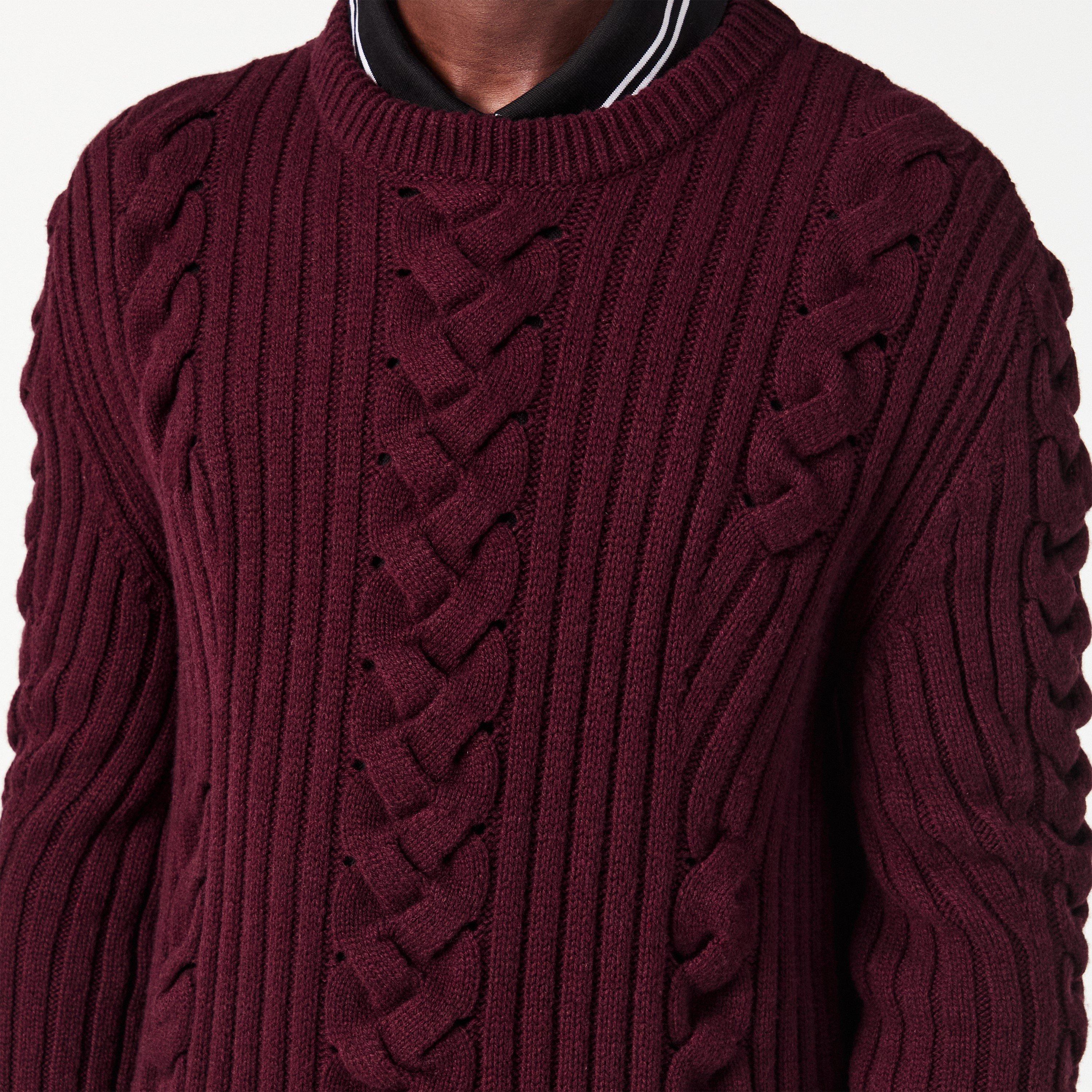 Madder - Alexander McQueen - Men's Alex Cable Crew Neck Jumper - 5