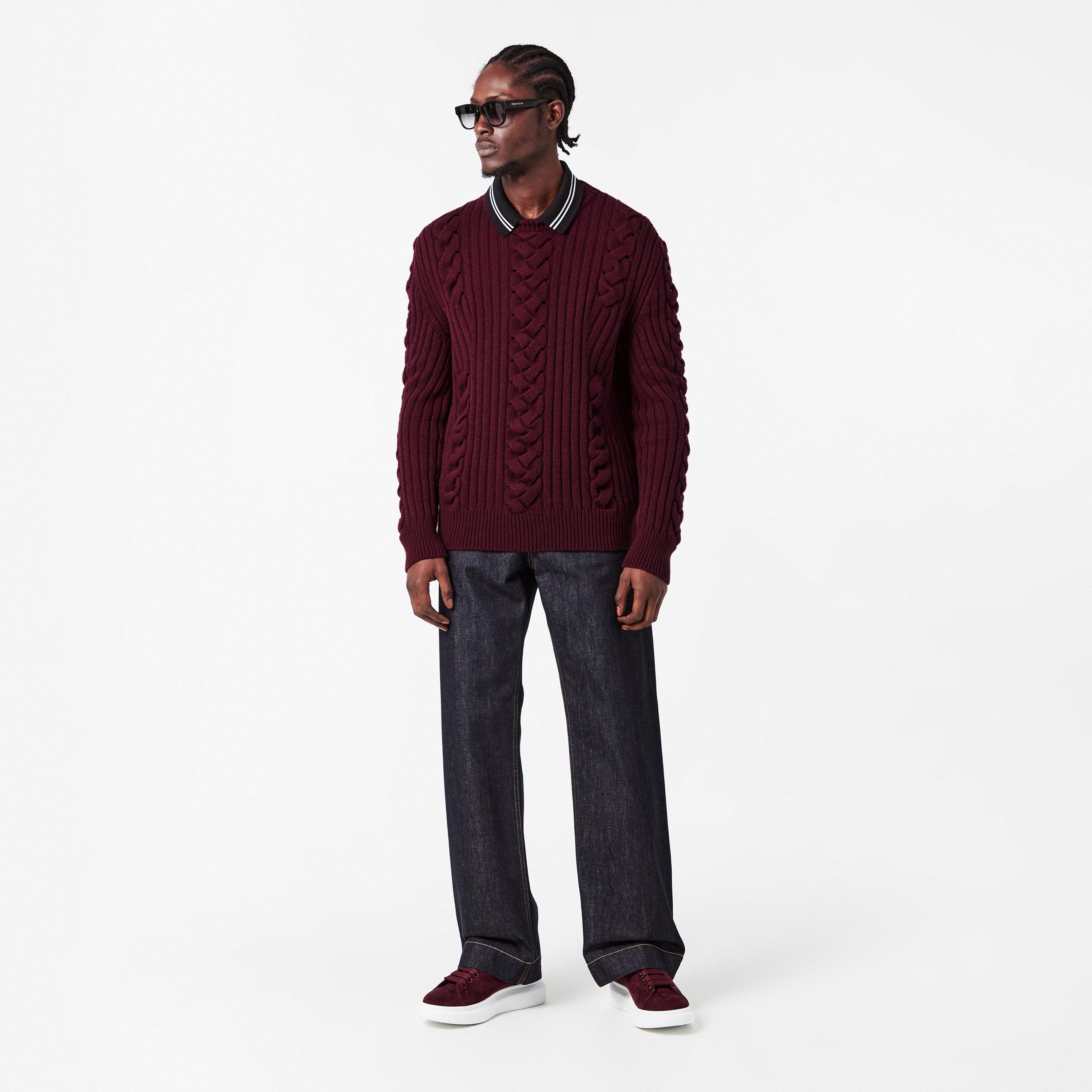 Madder - Alexander McQueen - Men's Alex Cable Crew Neck Jumper - 6