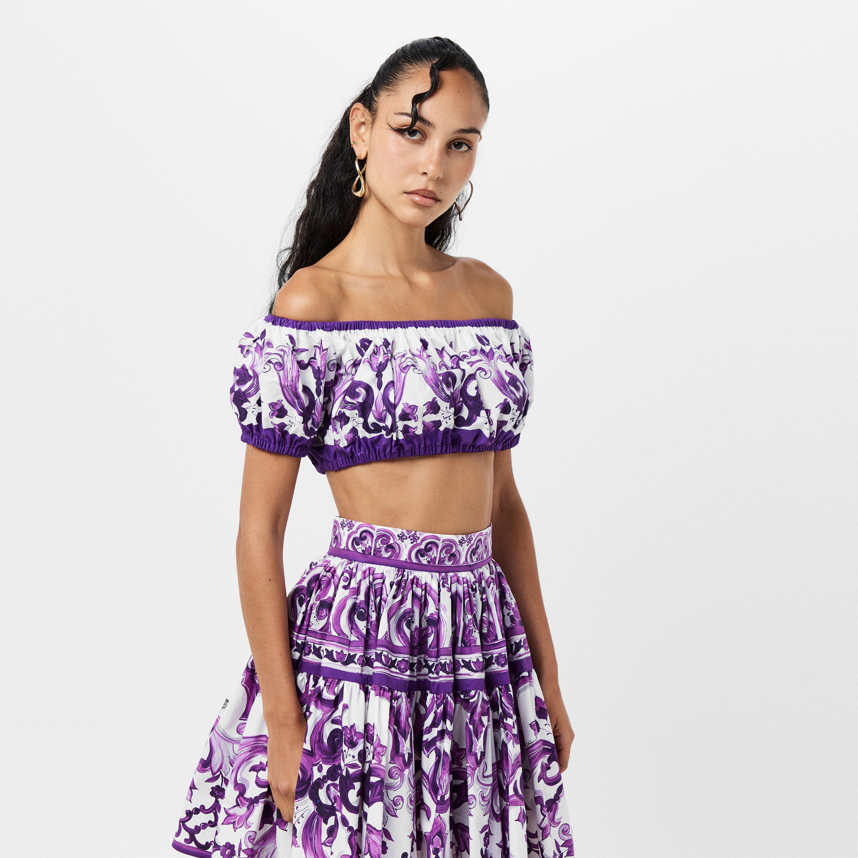 Maiolica Viola - Dolce and Gabbana - Women's Short-Sleeve Crop Top - 3