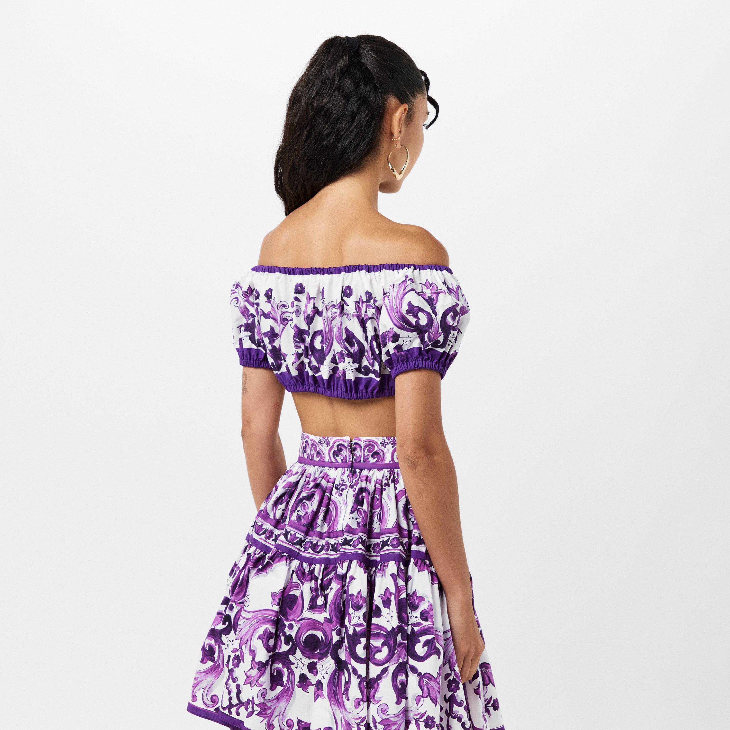 Maiolica Viola - Dolce and Gabbana - Women's Short-Sleeve Crop Top - 4