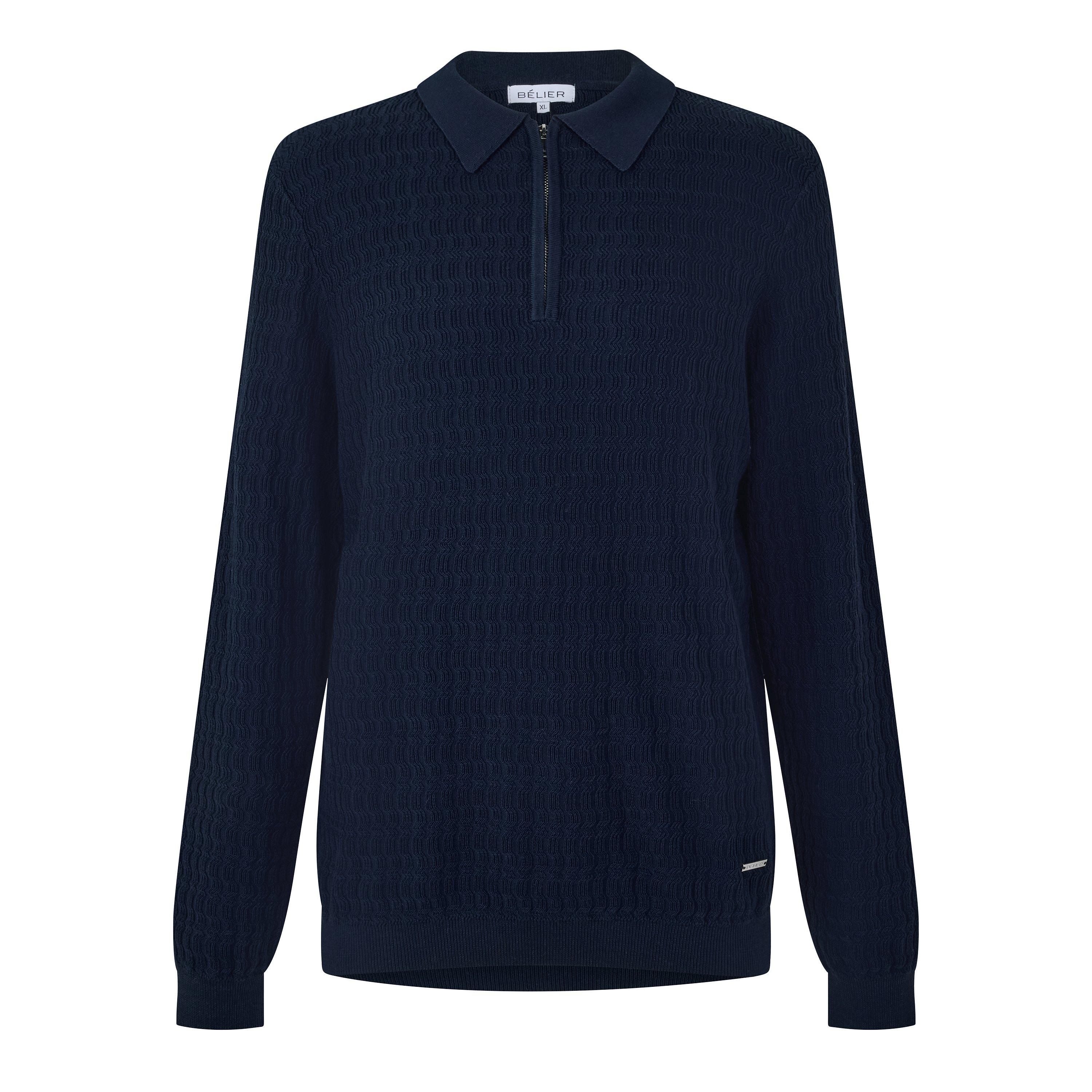 Navy - BELIER - BELIER Txtrd Kn Polo Sn63 - 1