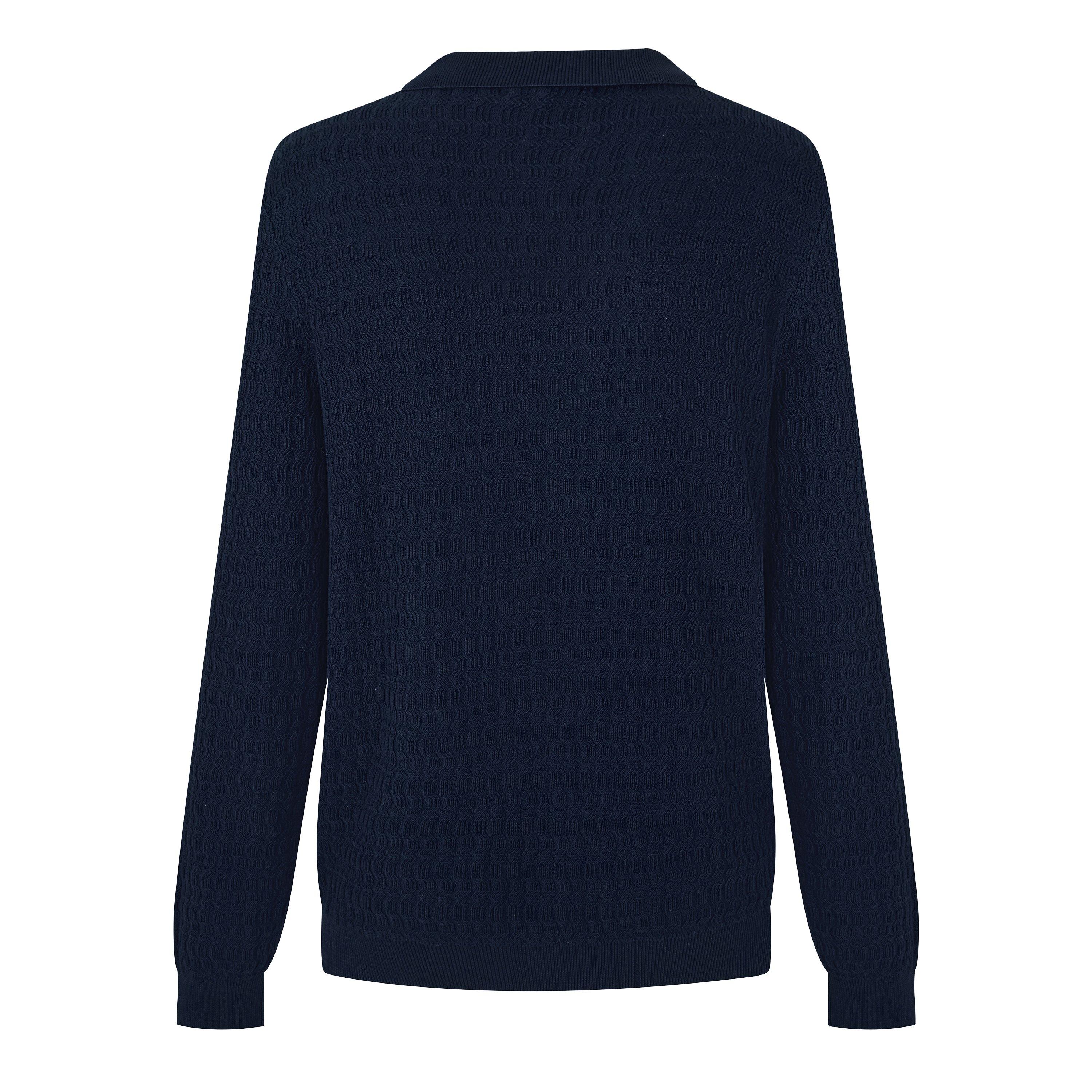 Navy - BELIER - BELIER Txtrd Kn Polo Sn63 - 2