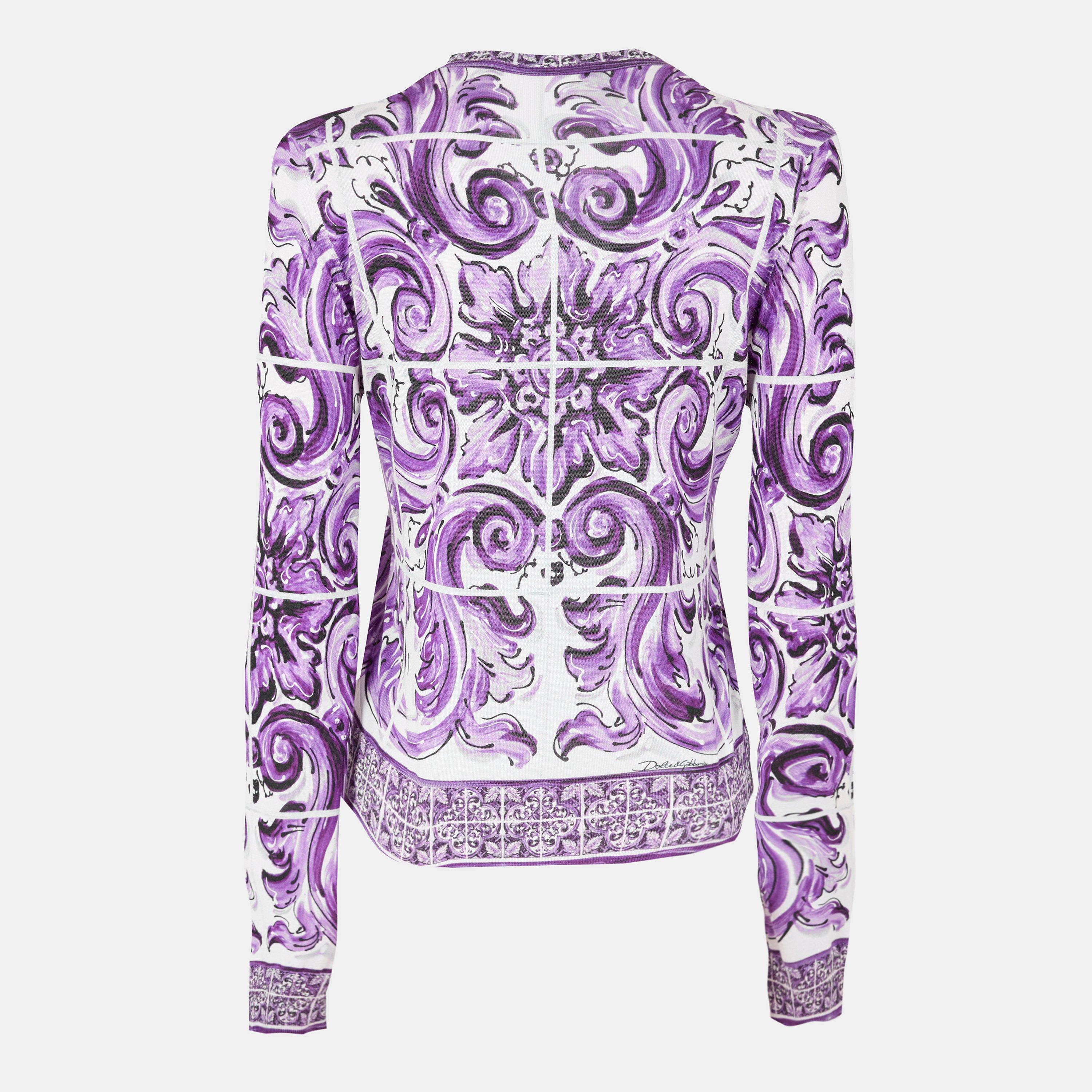 Maiolica Viola - Dolce and Gabbana - Women's Crew Neck Jumper - 2