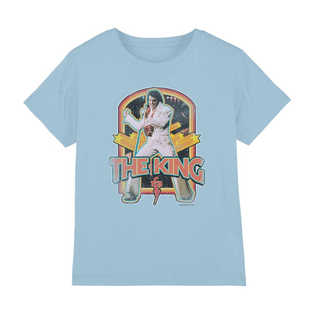 Light Blue - Elvis Presley - Elvis Presley Distressed King Kids T-Shirt Light - 1