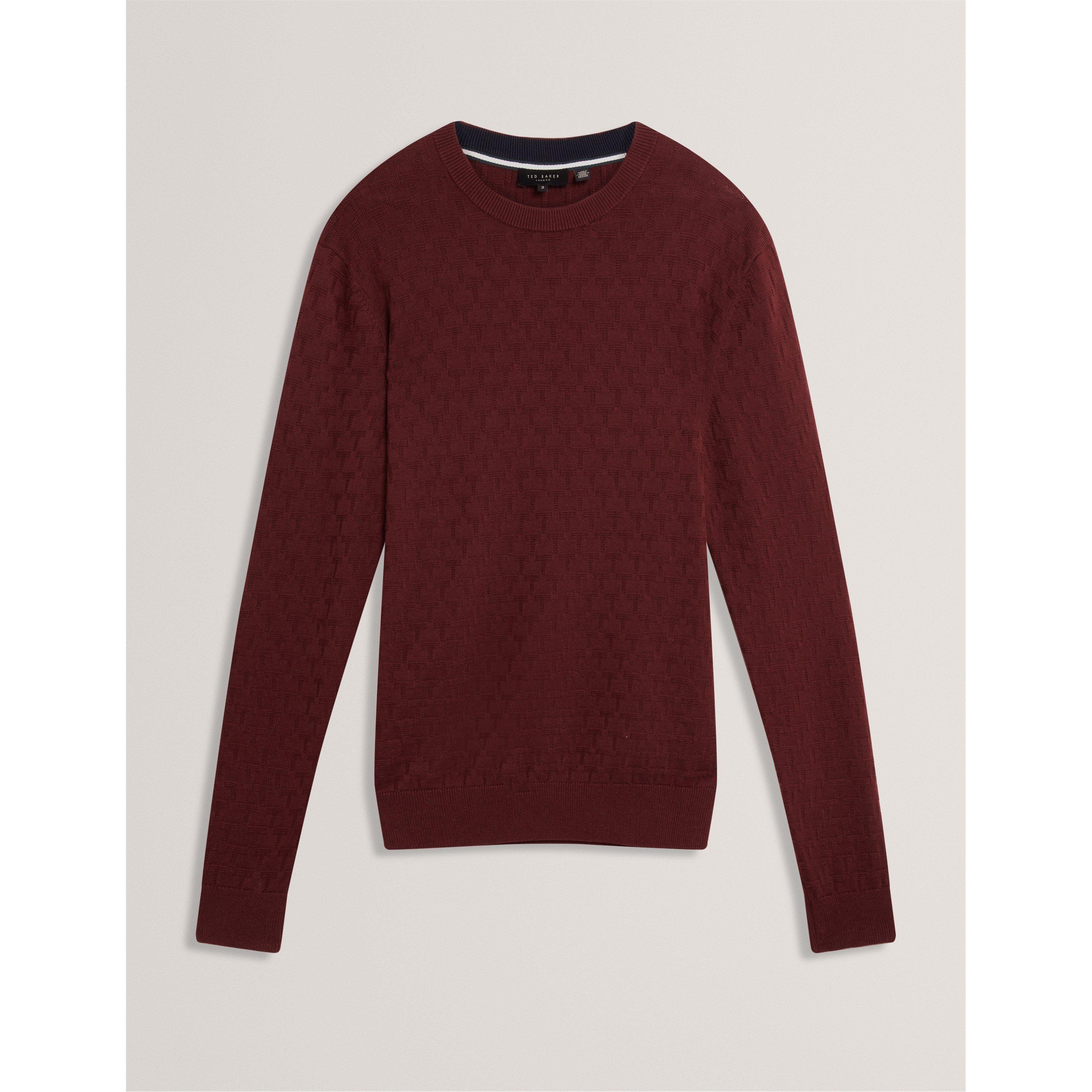 Ted Baker Men's Stitch Crew Neck Knitted Top - Maroon - Size S (2)