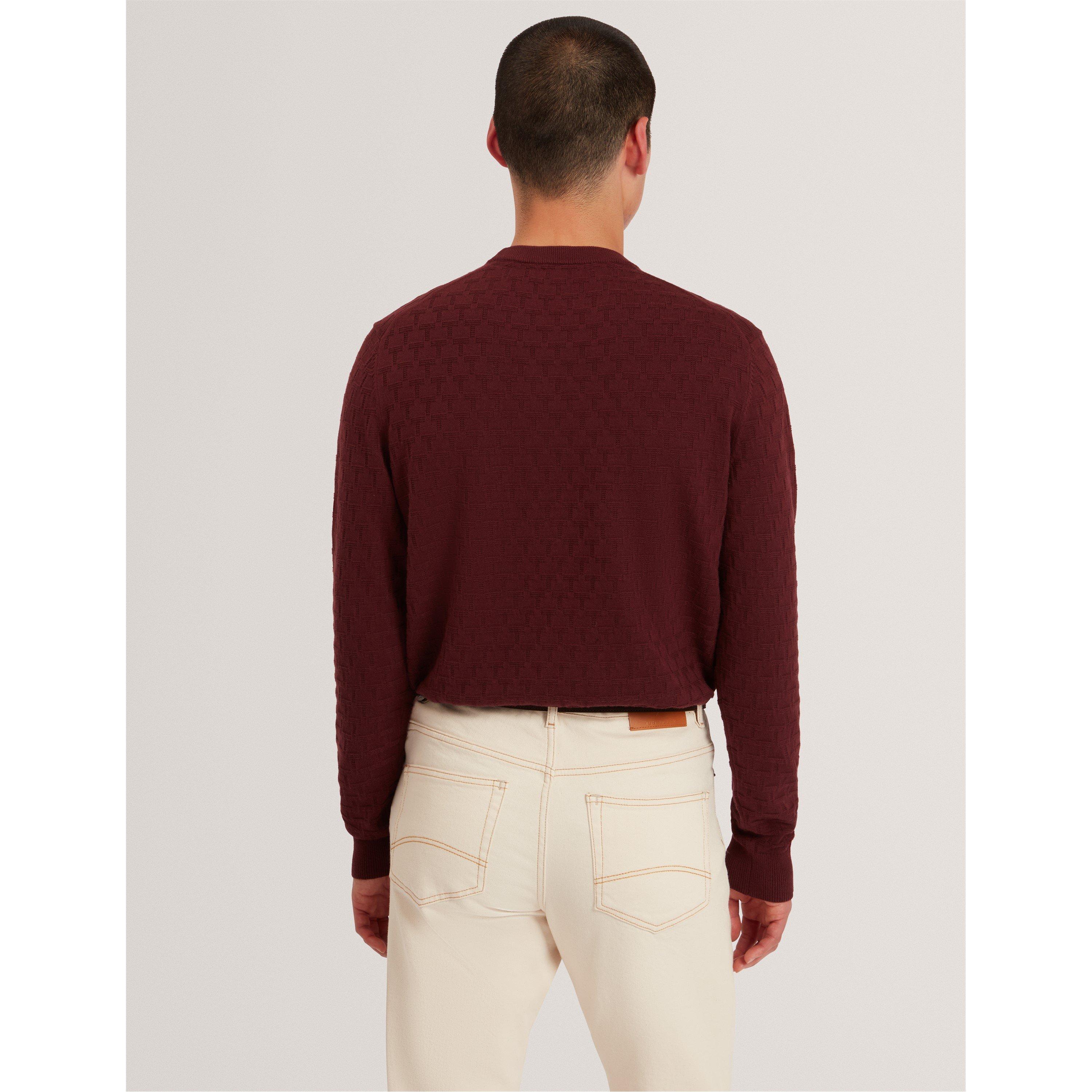 Maroon - Ted Baker - Men's Stitch Crew Neck Knitted Top - 3