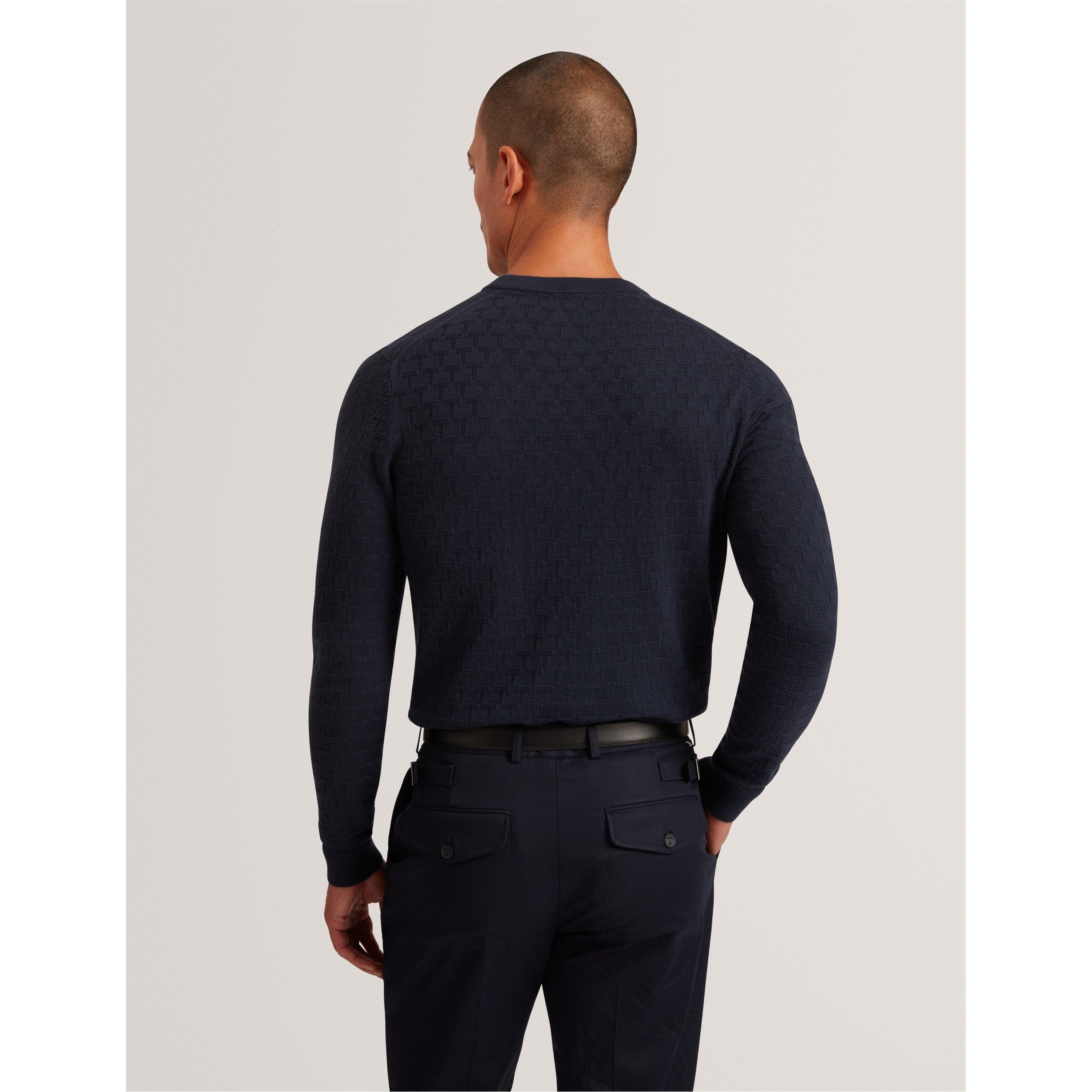 Navy - Ted Baker - Men's Stitch Crew Neck Knitted Top - 3