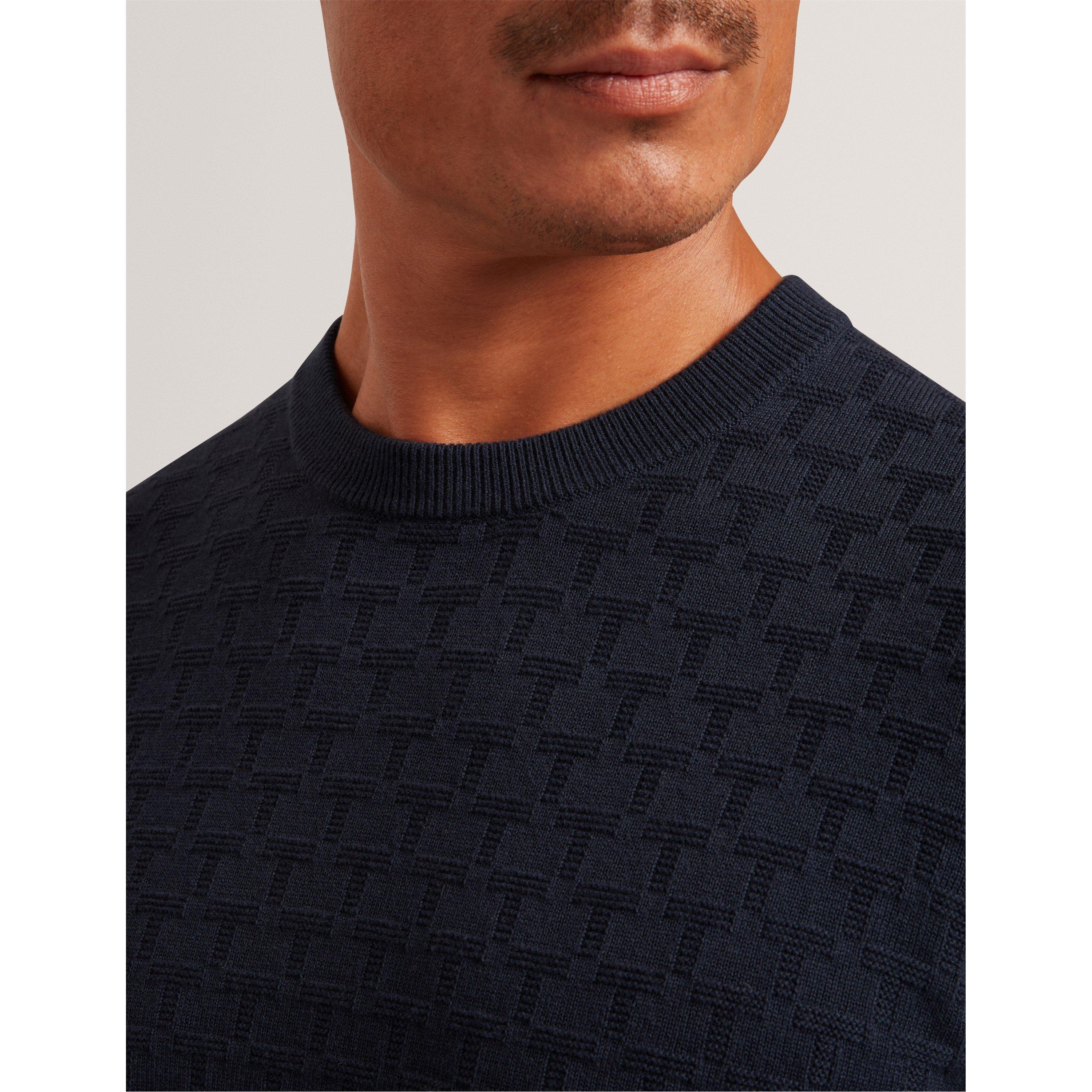 Navy - Ted Baker - Men's Stitch Crew Neck Knitted Top - 4