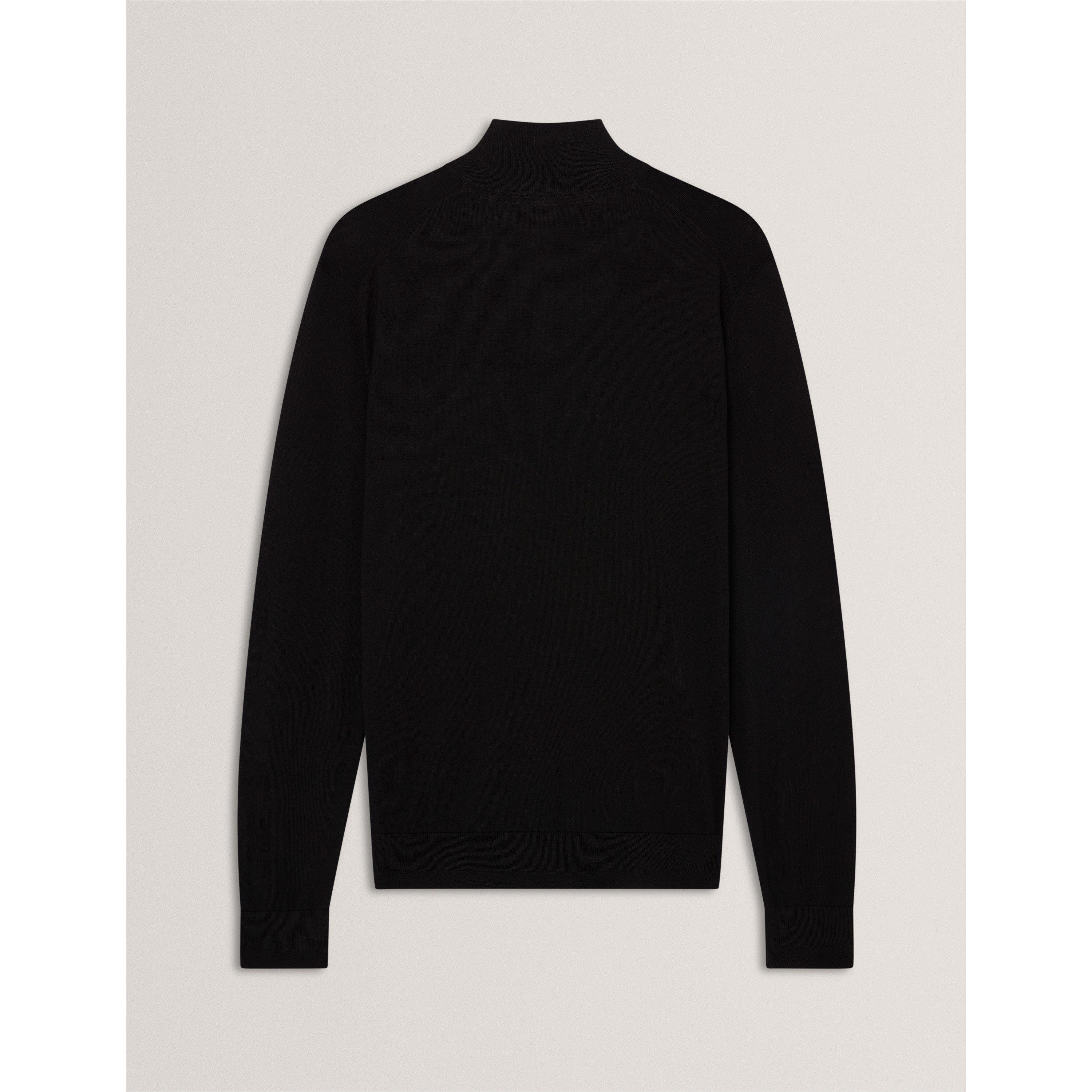 Black - Ted Baker - Men's Merino Half Zip Crew Neck Jumper - 2