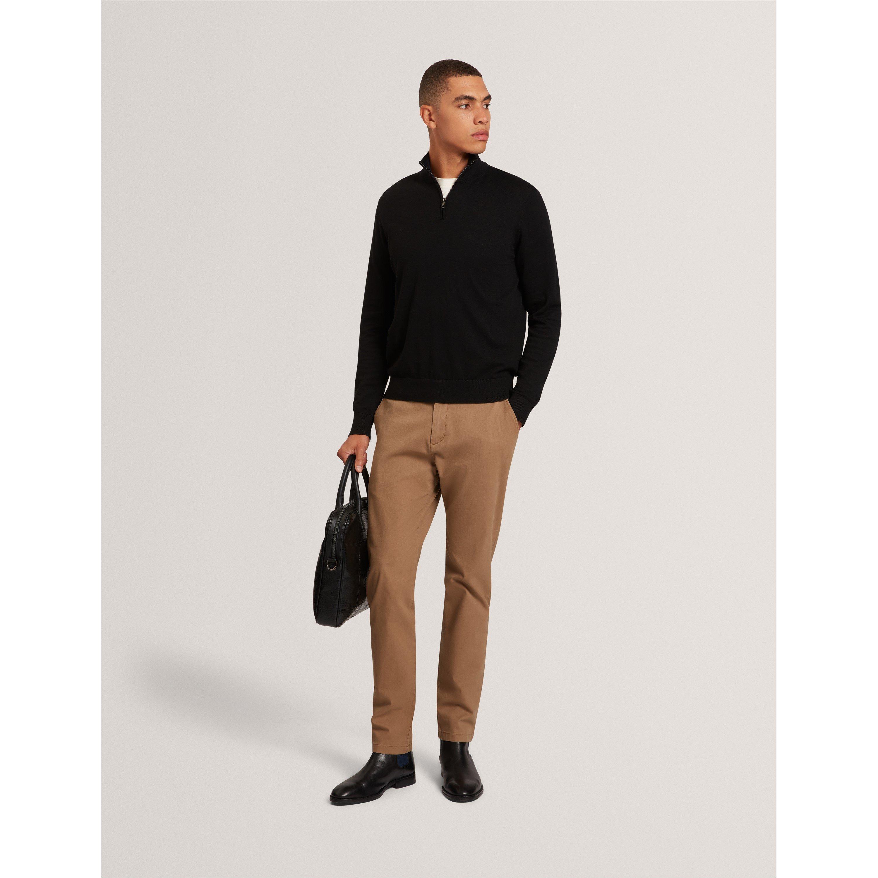 Black - Ted Baker - Men's Merino Half Zip Crew Neck Jumper - 6