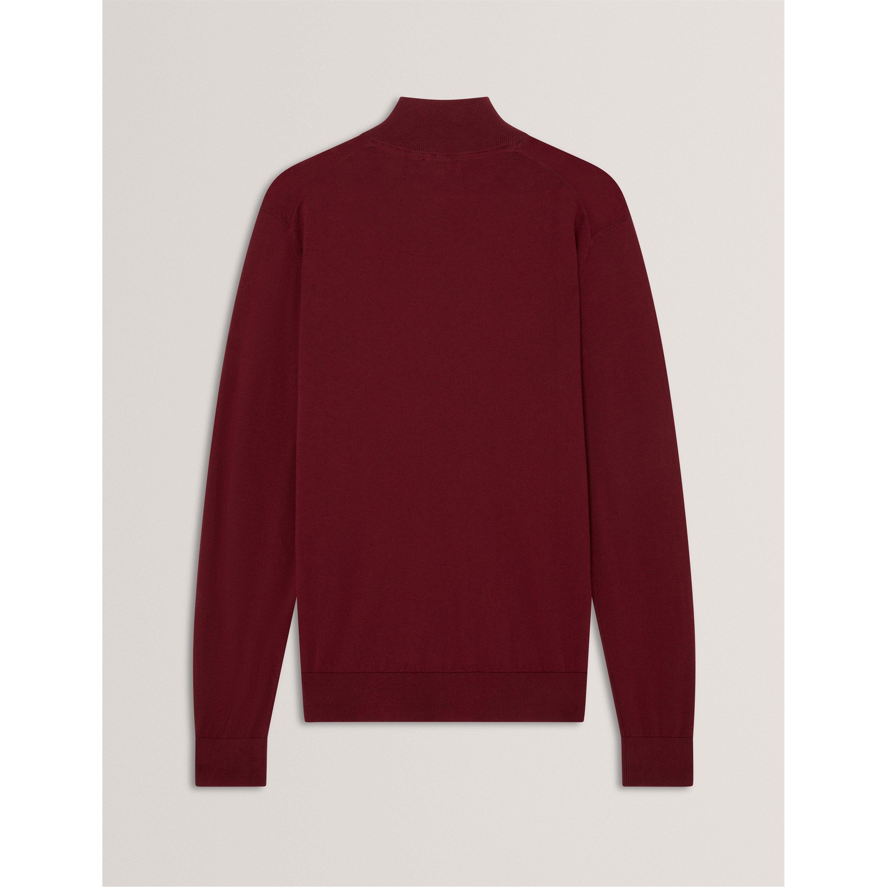 Oxblood - Ted Baker - Men's Merino Half Zip Crew Neck Jumper - 2