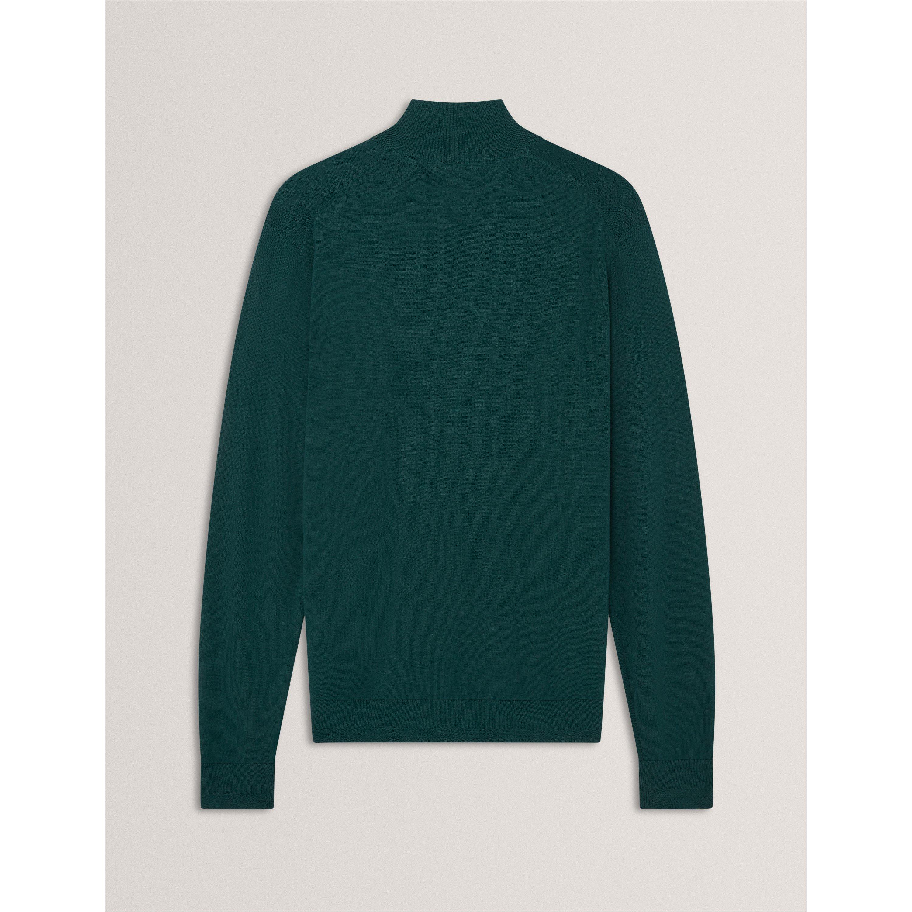 Green - Ted Baker - Men's Merino Half Zip Crew Neck Jumper - 2