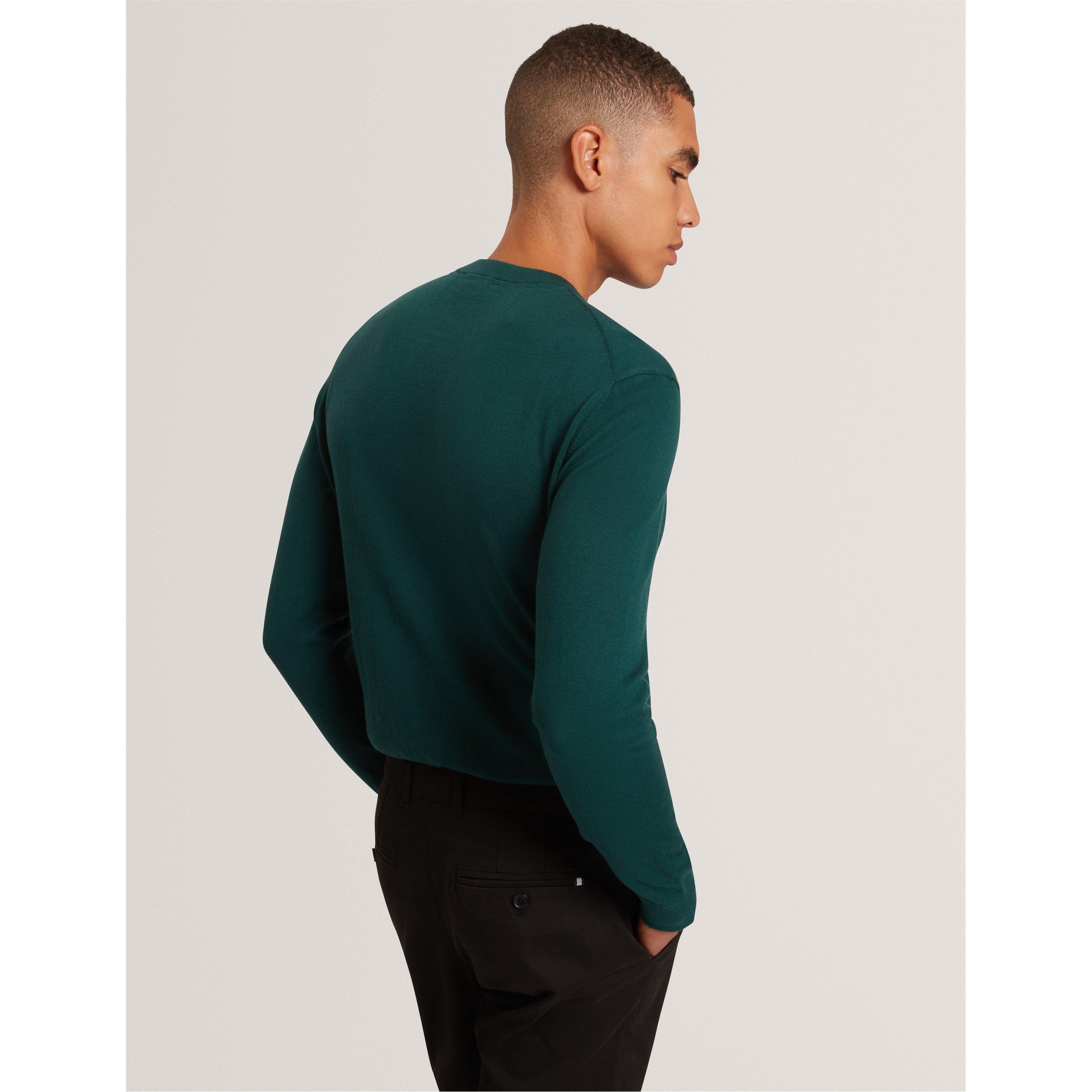 Green - Ted Baker - Men's Merino Half Zip Crew Neck Jumper - 4
