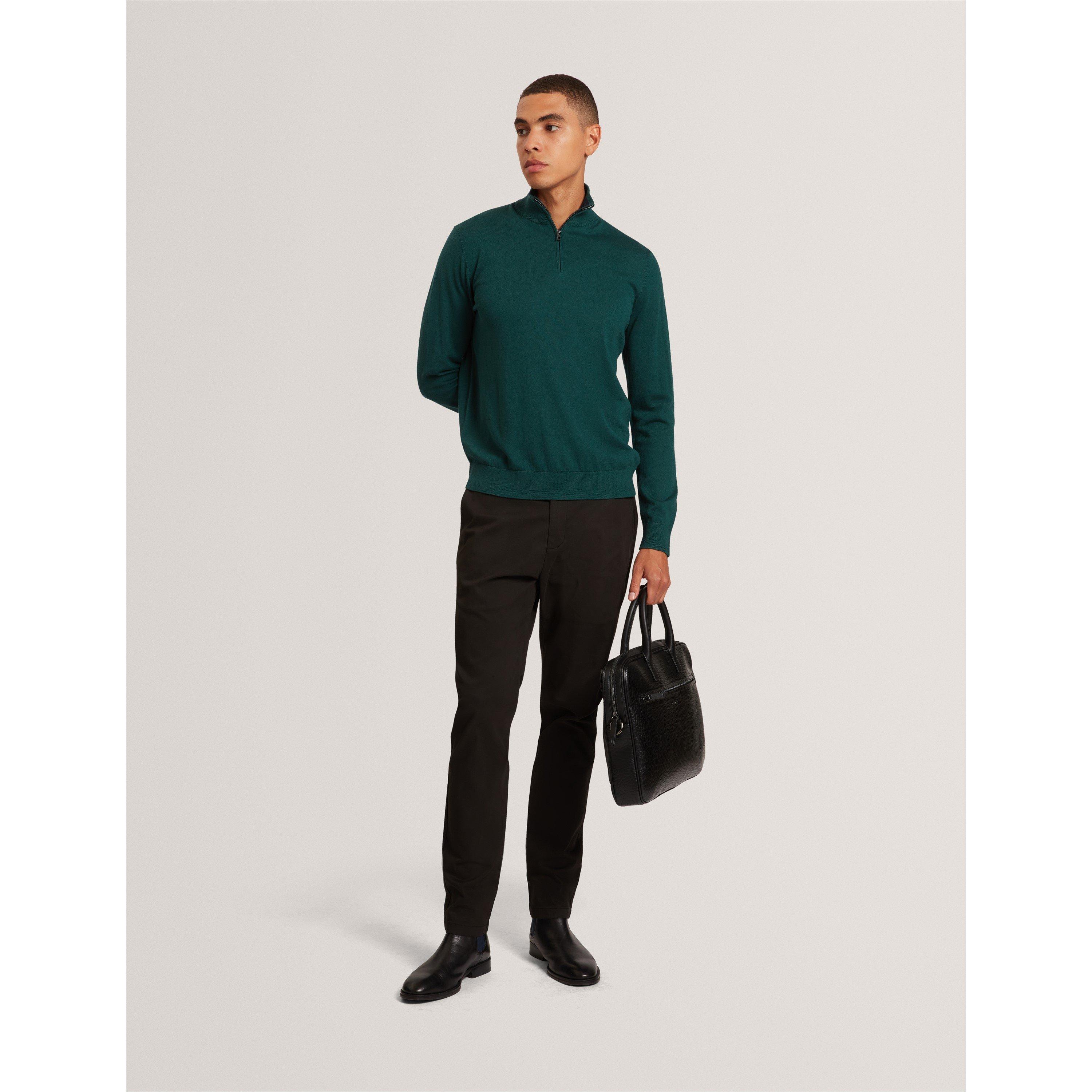 Green - Ted Baker - Men's Merino Half Zip Crew Neck Jumper - 6