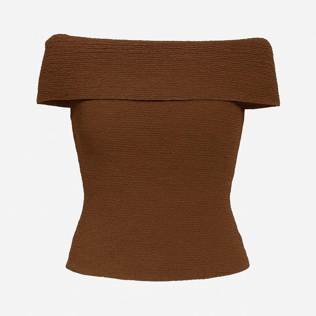 Chocolate - I Saw It First - Textured Bardot Sleeveless Top - 1