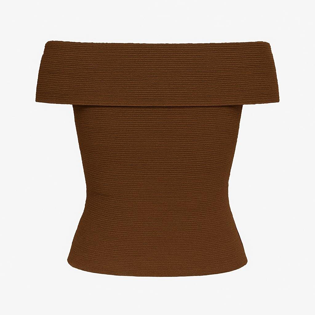 Chocolate - I Saw It First - Textured Bardot Sleeveless Top - 2