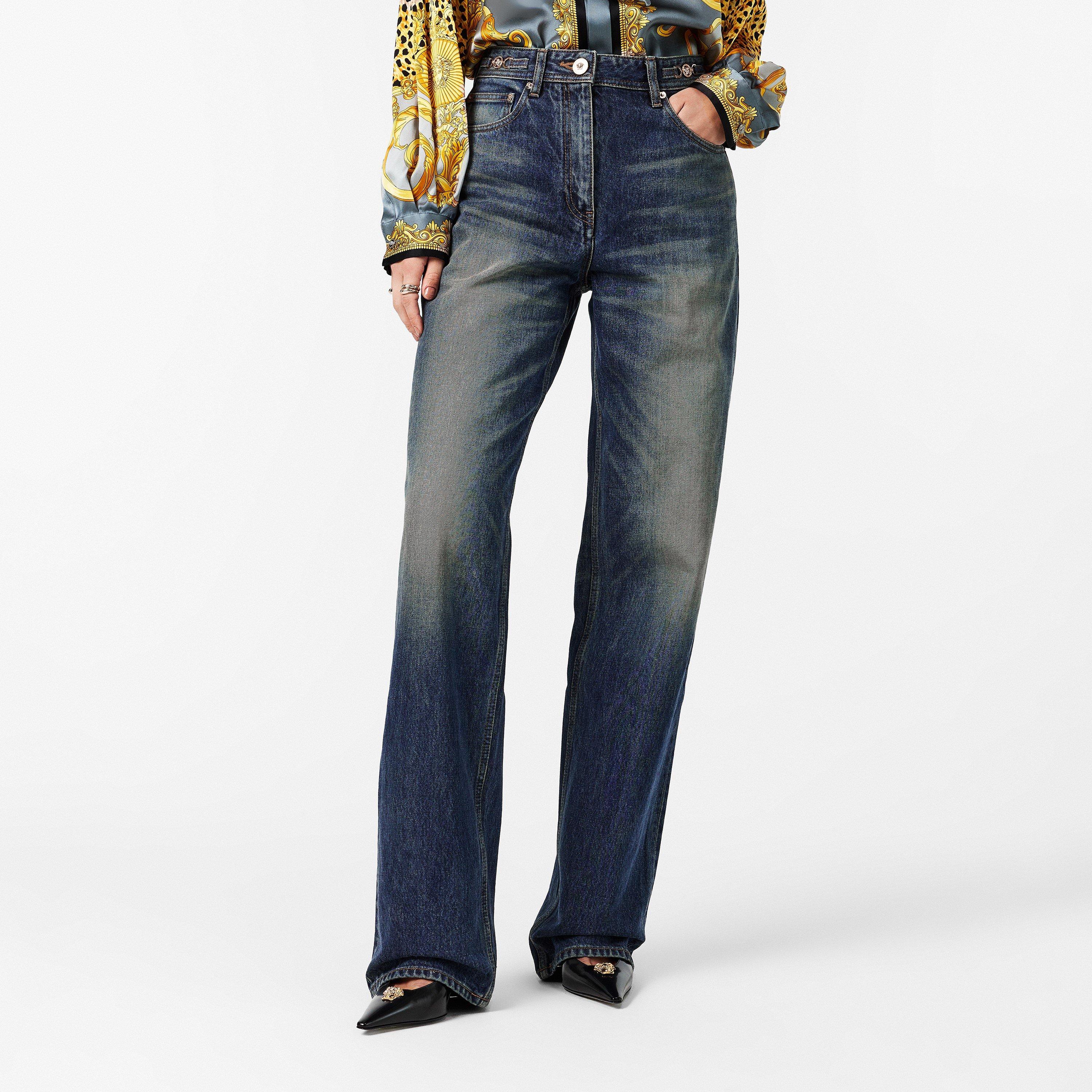 Med Blue - Versace - Women's Wide Fit Denim Jeans - 3