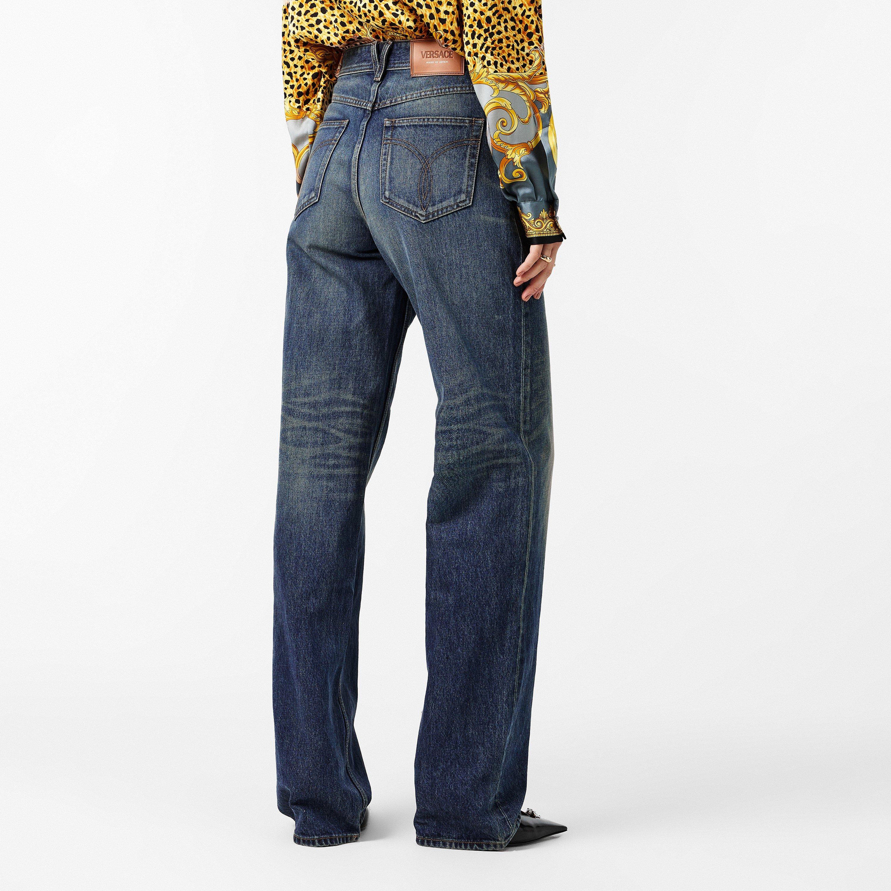 Med Blue - Versace - Women's Wide Fit Denim Jeans - 4