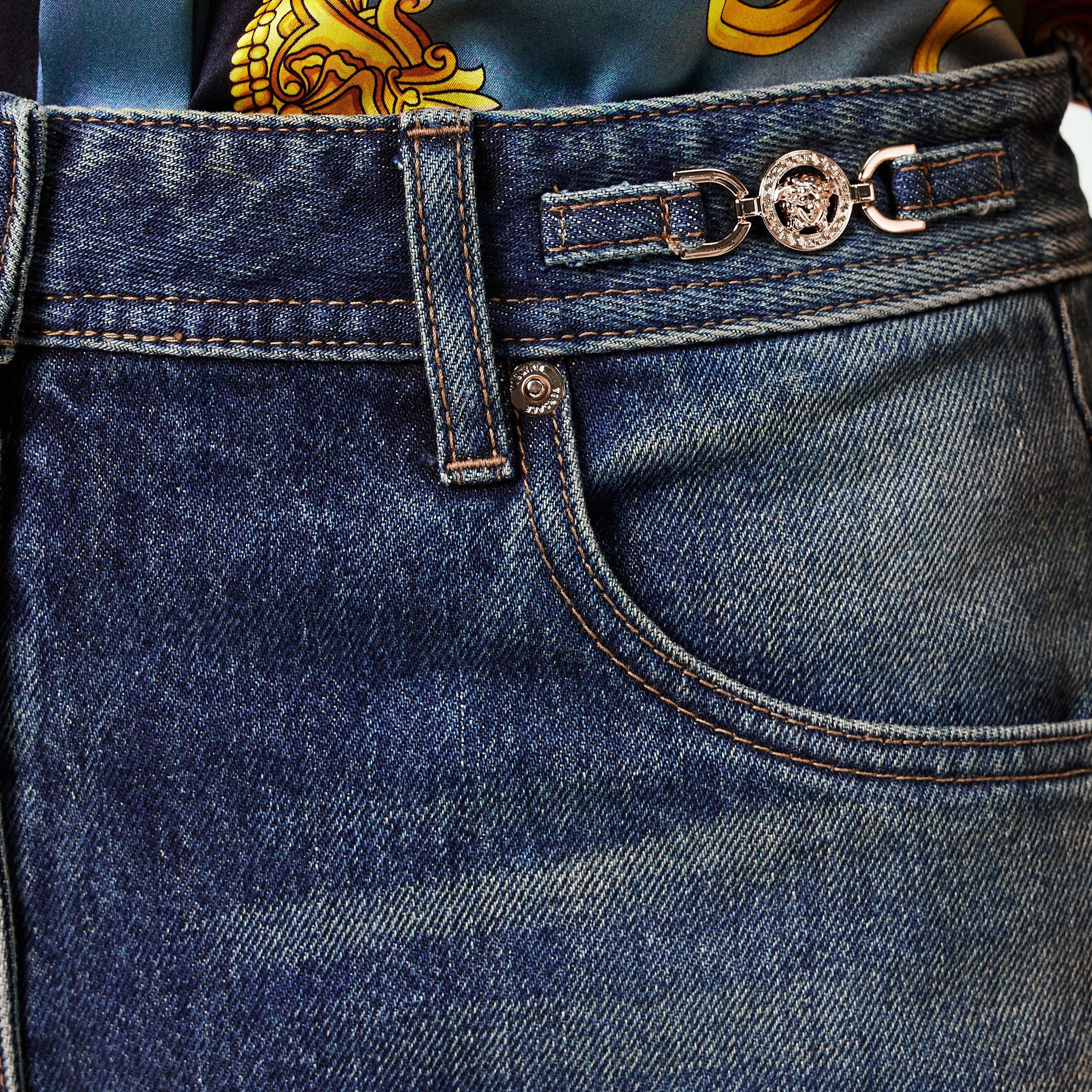 Med Blue - Versace - Women's Wide Fit Denim Jeans - 5