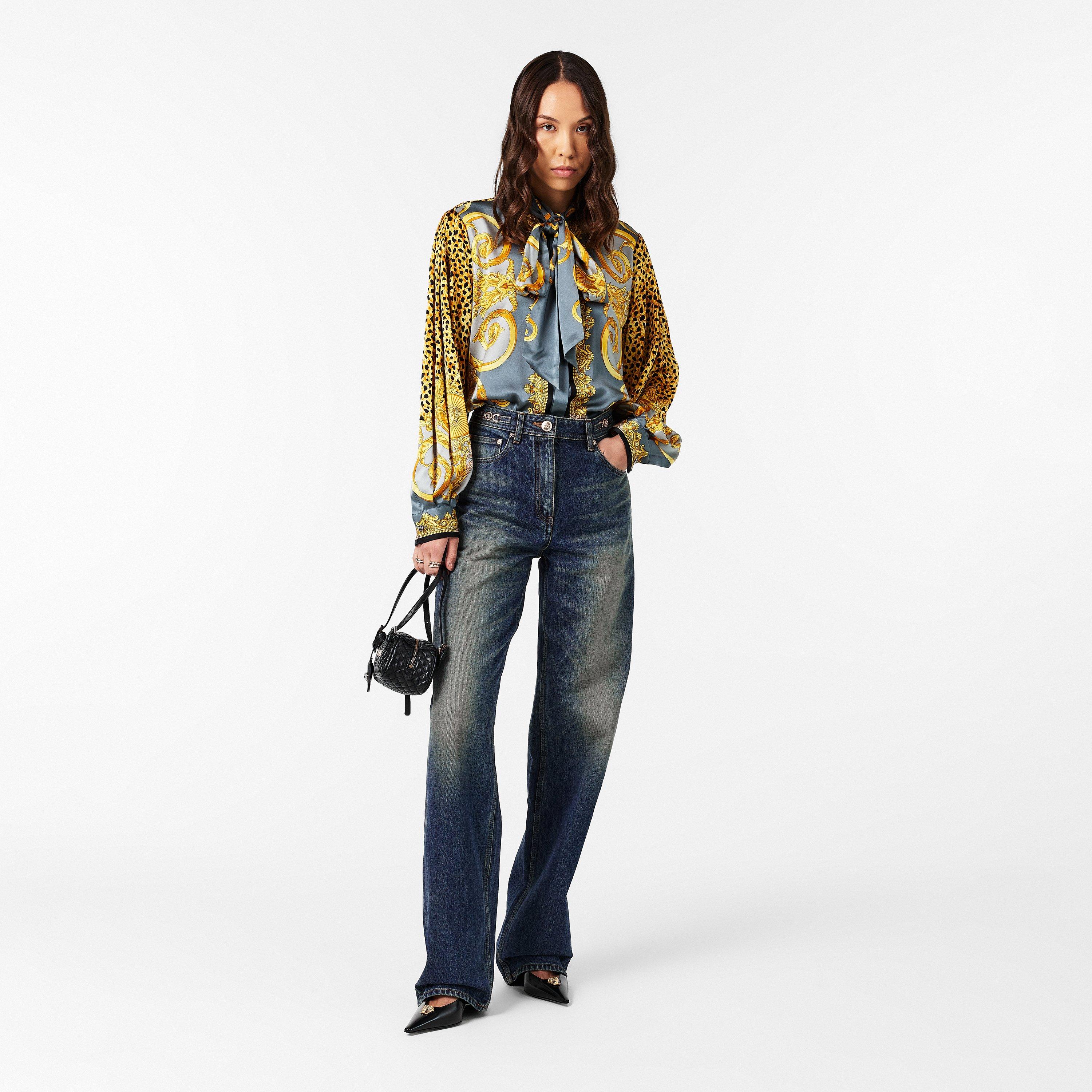 Med Blue - Versace - Women's Wide Fit Denim Jeans - 6