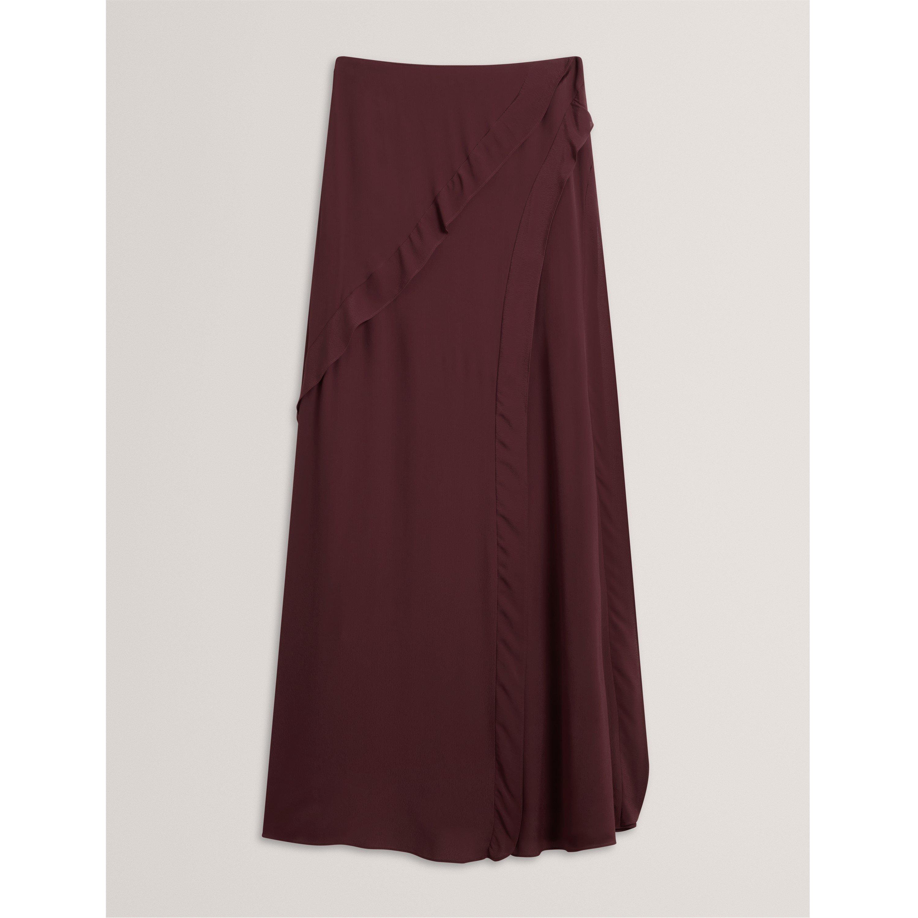 Ted Baker Women's Frill Maxi Skirt - Oxblood - 12 (M)