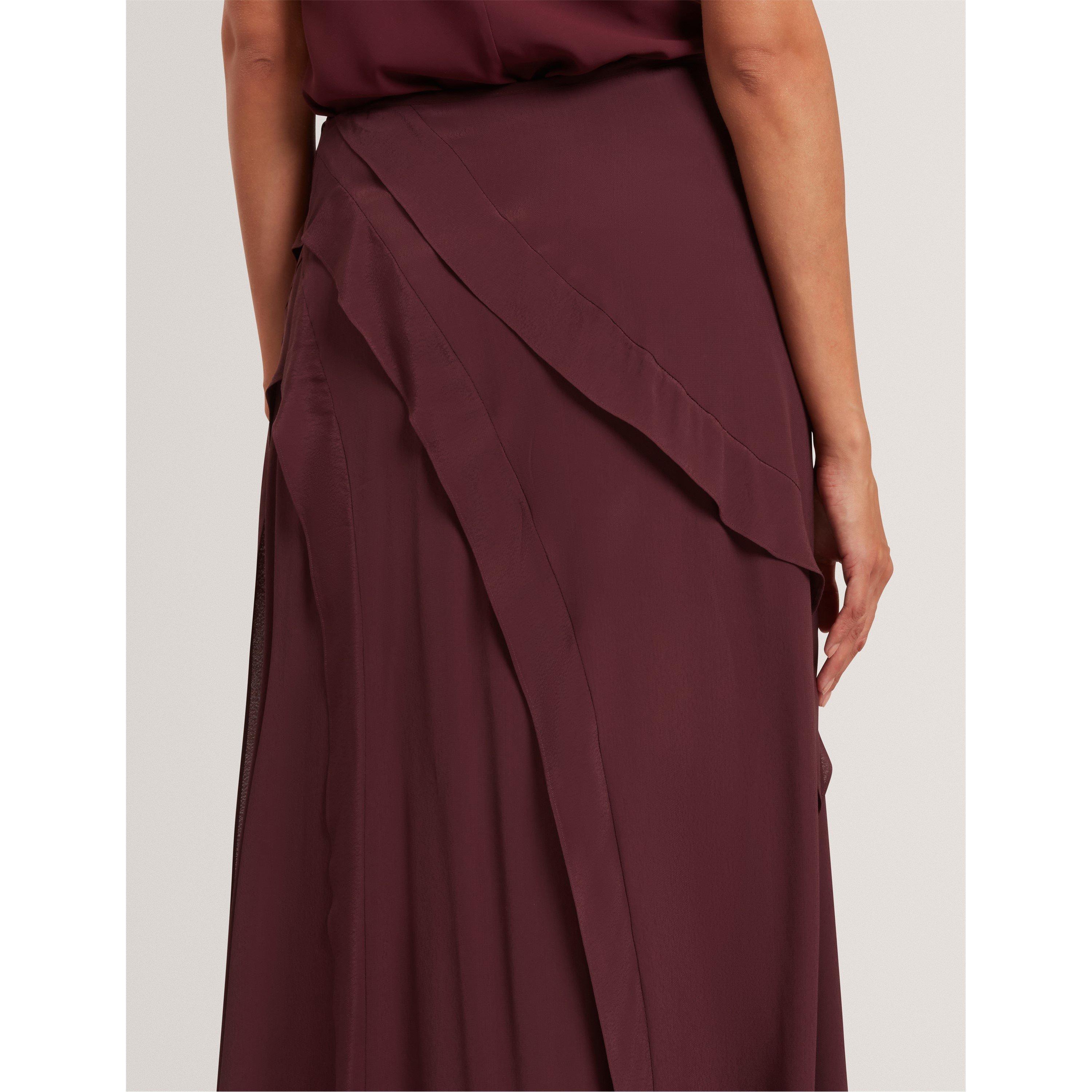 Oxblood - Ted Baker - Women's Frill Maxi Skirt - 4