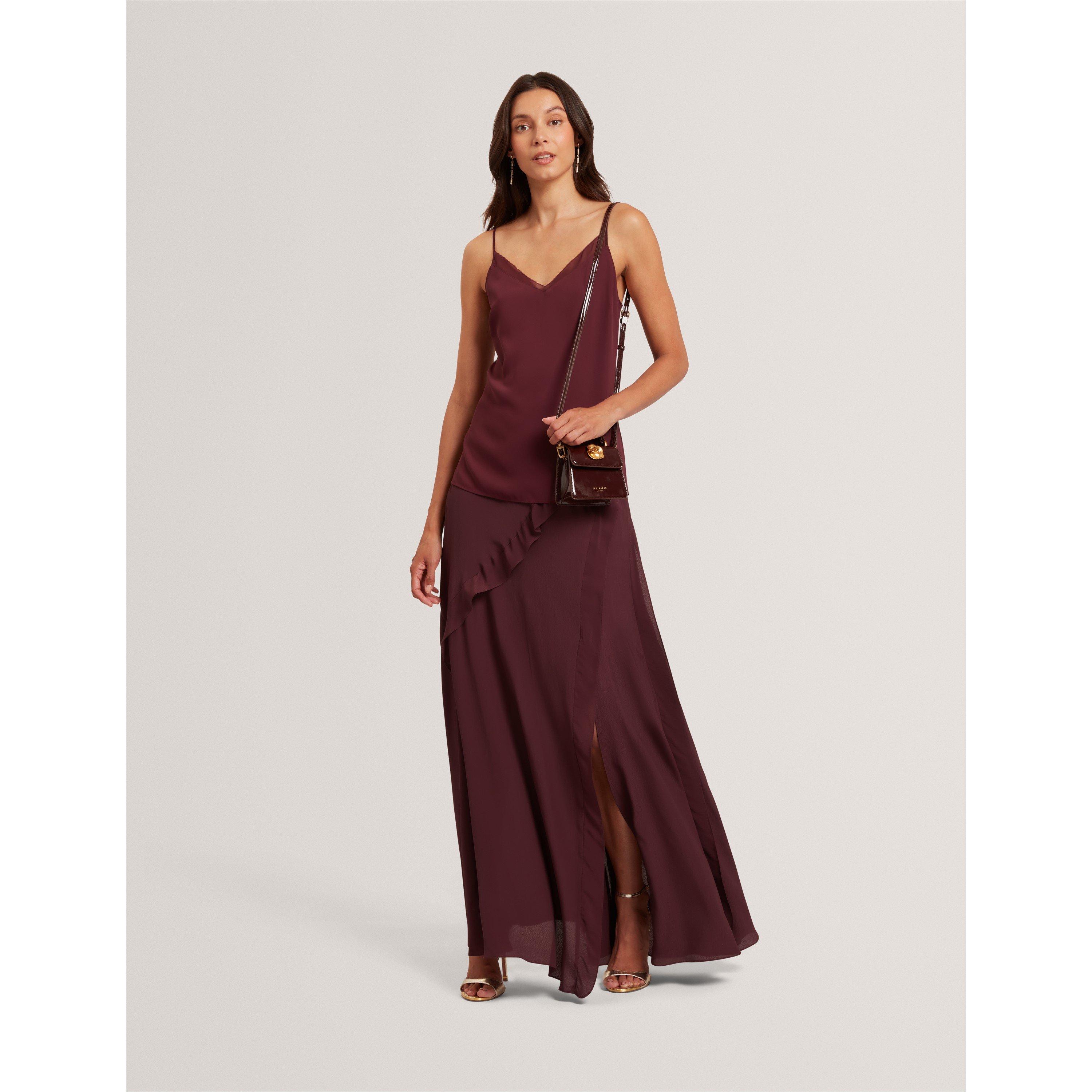 Oxblood - Ted Baker - Women's Frill Maxi Skirt - 5