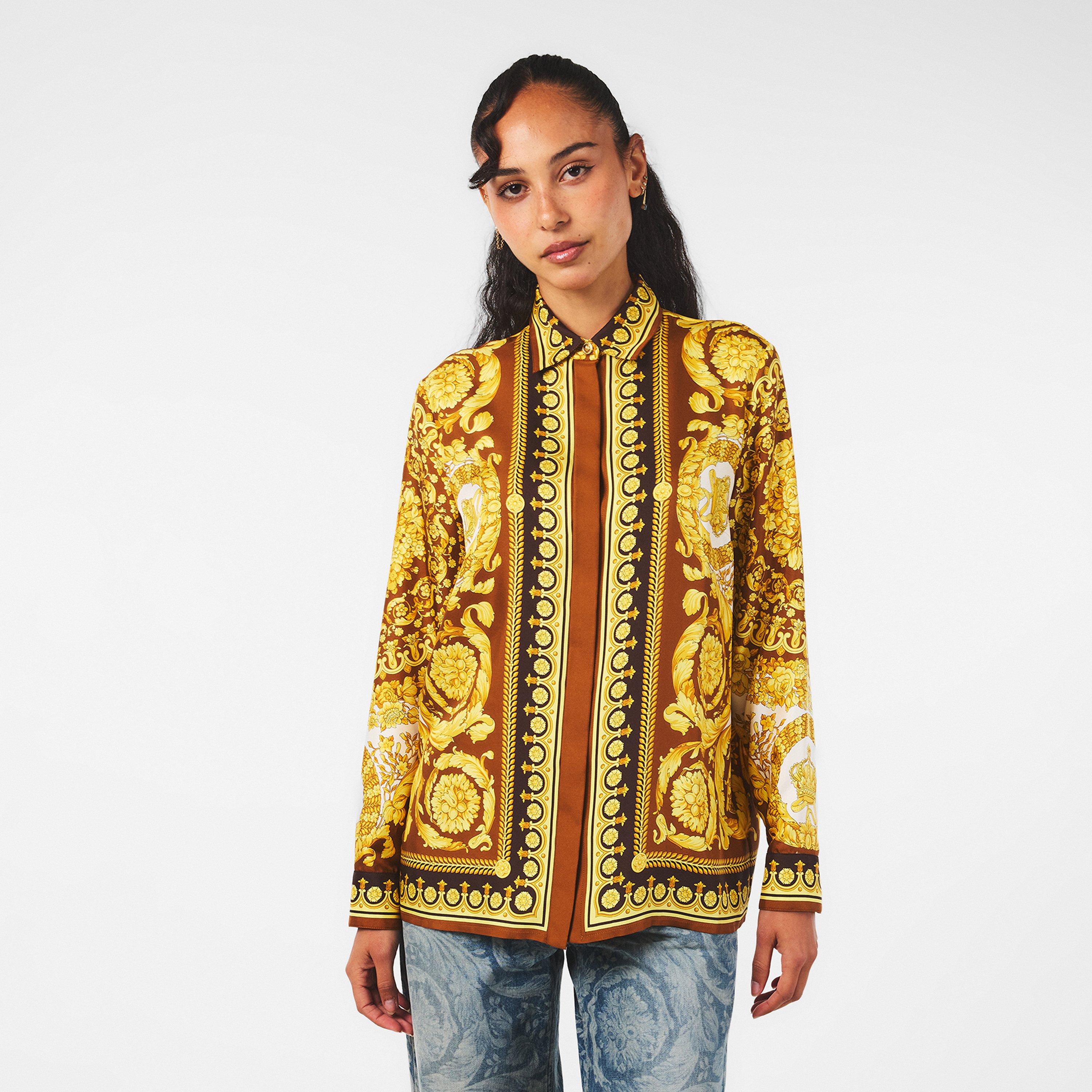 Spice Brown - Versace - Women's Patterned Long-Sleeve Shirt - 3