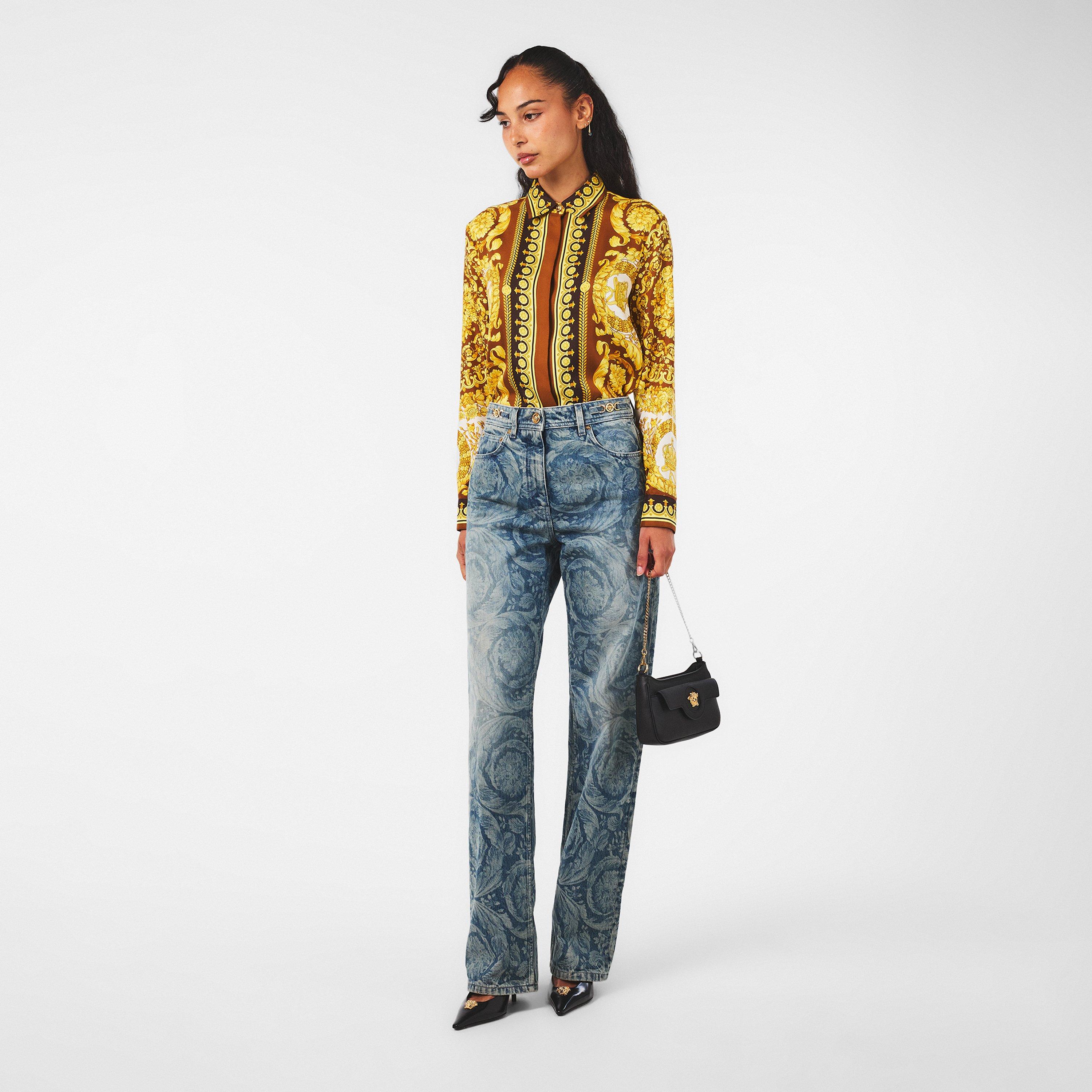 Spice Brown - Versace - Women's Patterned Long-Sleeve Shirt - 6