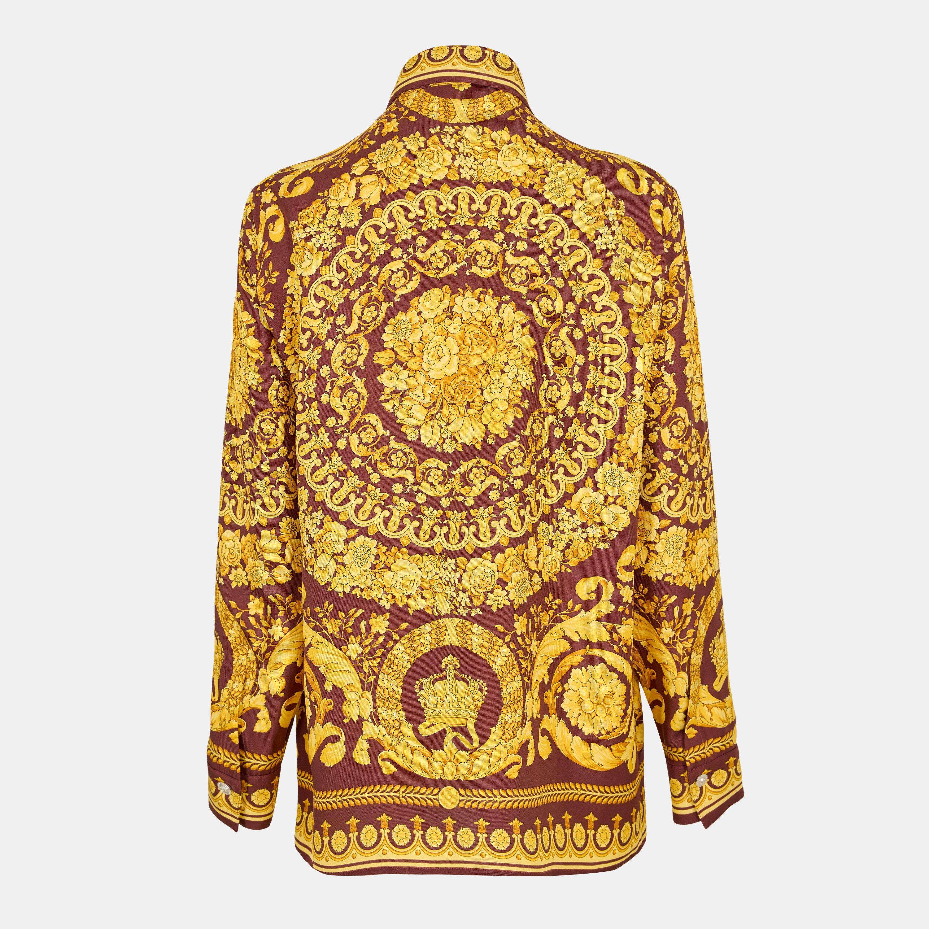 Burgundy Gold - Versace - Women's Long Sleeve Patterned Shirt - 2