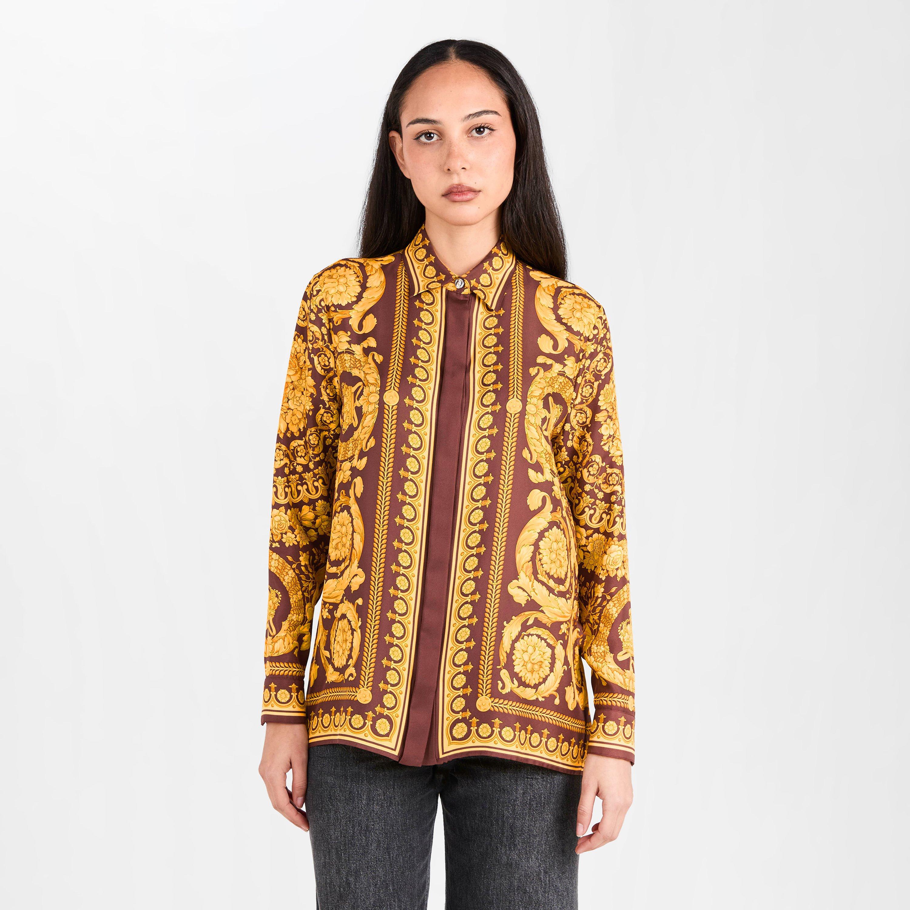 Burgundy Gold - Versace - Women's Long Sleeve Patterned Shirt - 3