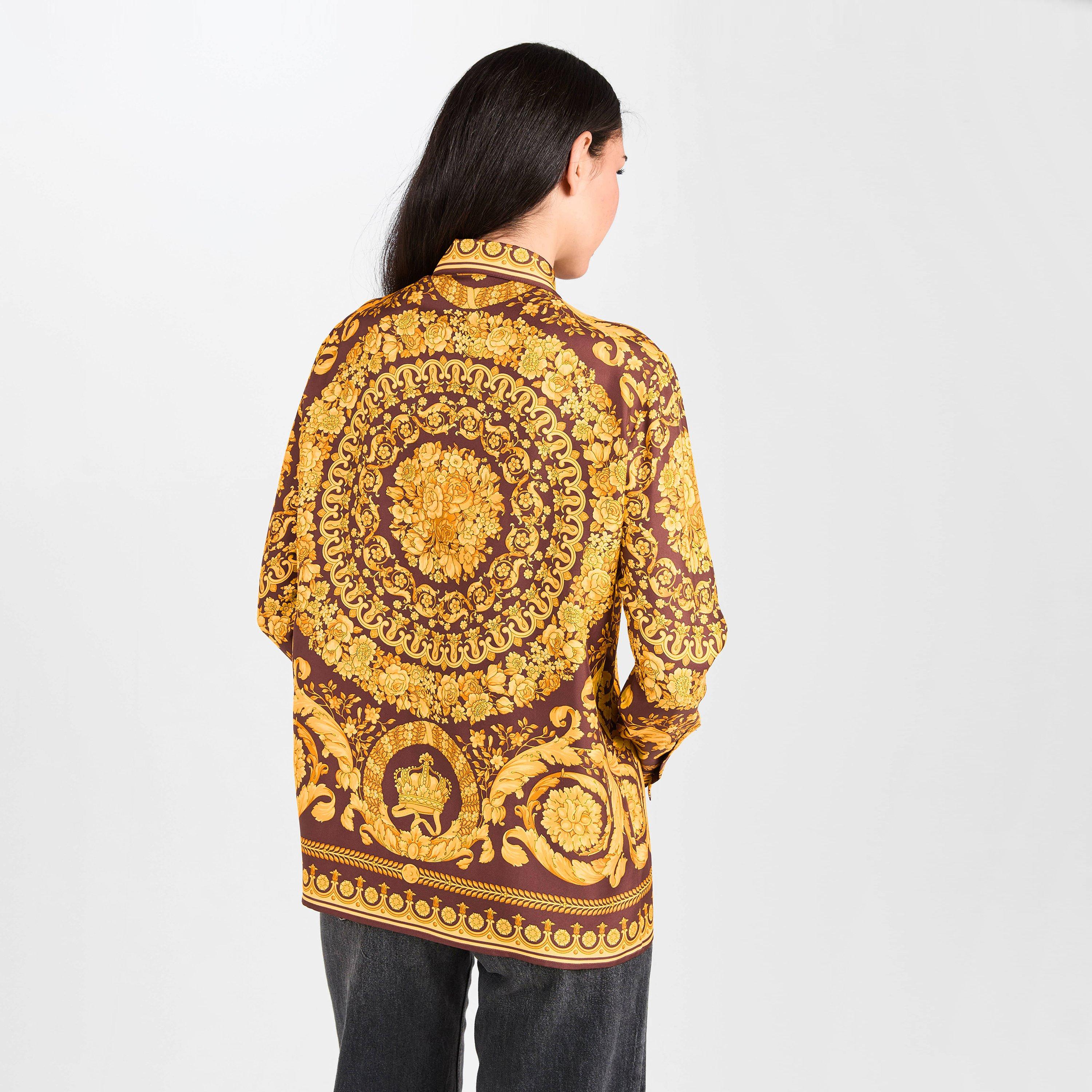Burgundy Gold - Versace - Women's Long Sleeve Patterned Shirt - 4