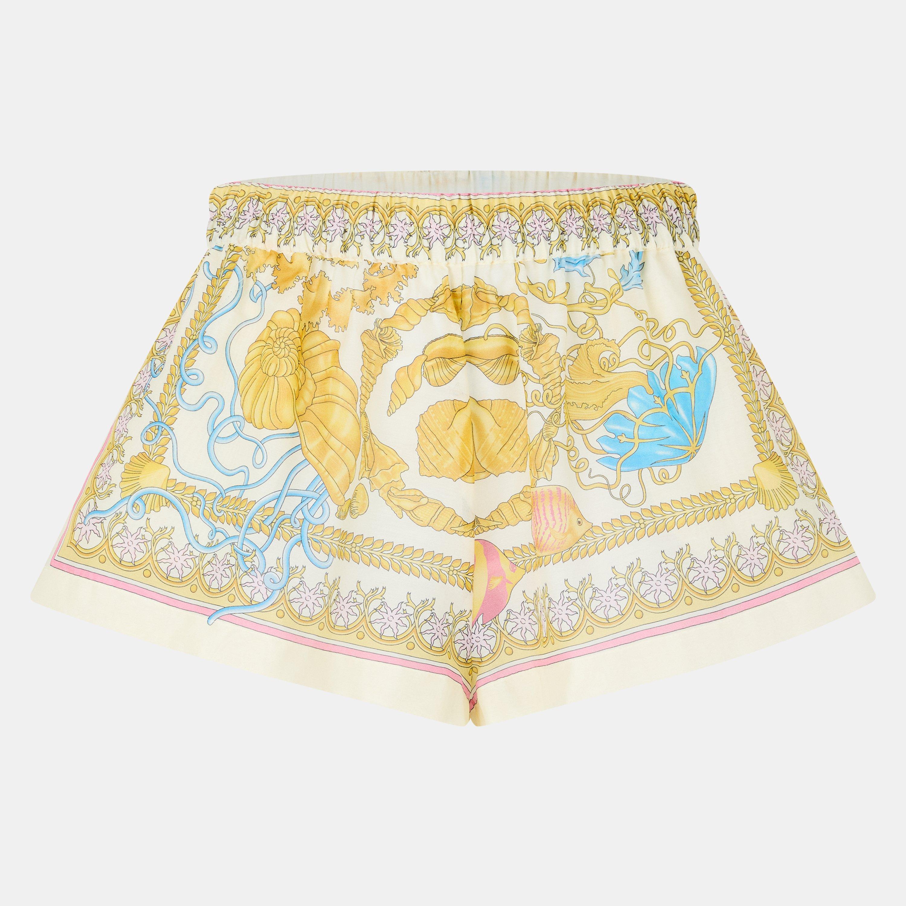Eggshell - Versace - Women's Adjustable Drawstring Beach Shorts - 1