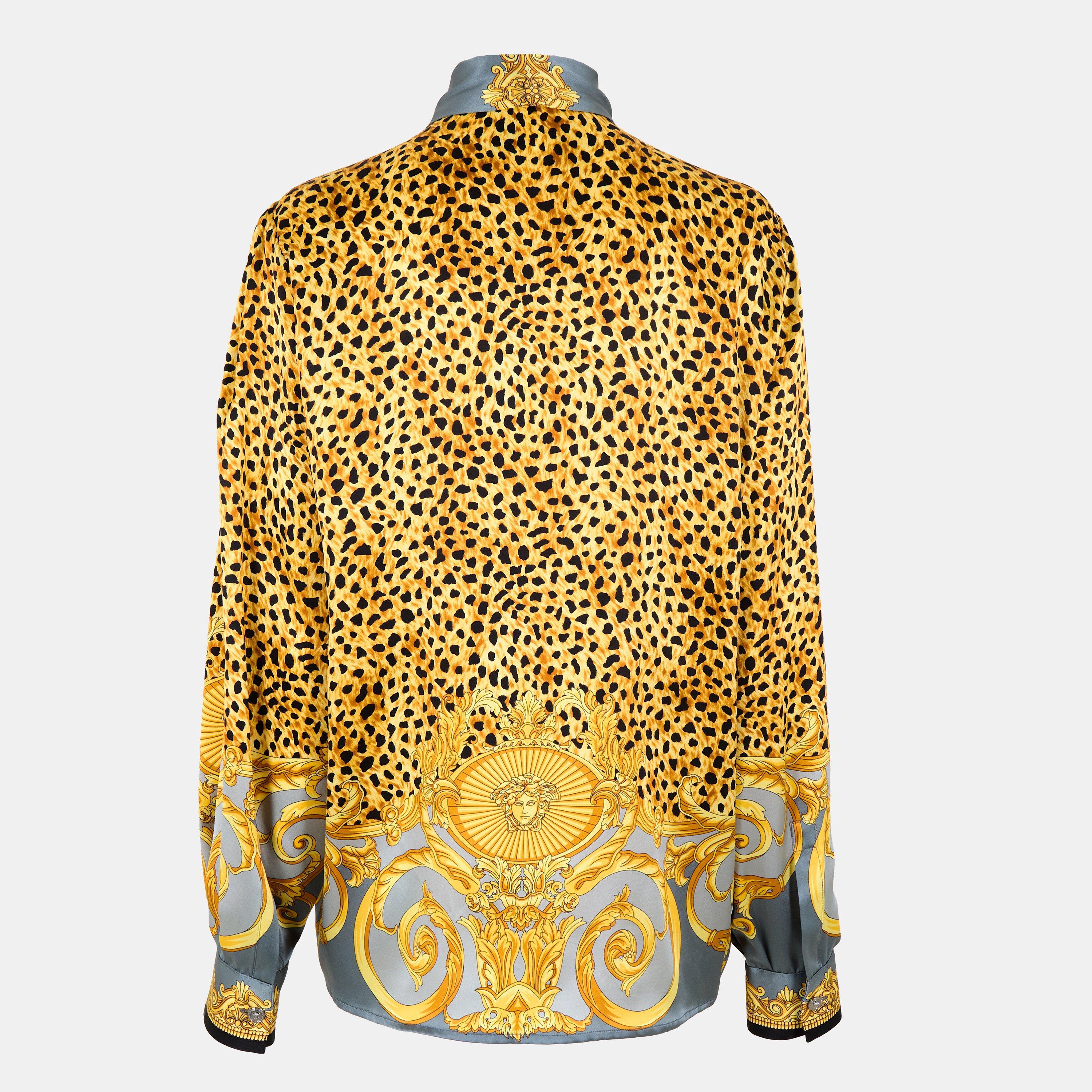 Elephant Grey - Versace - Women's Patterned Long-Sleeve Shirt - 2