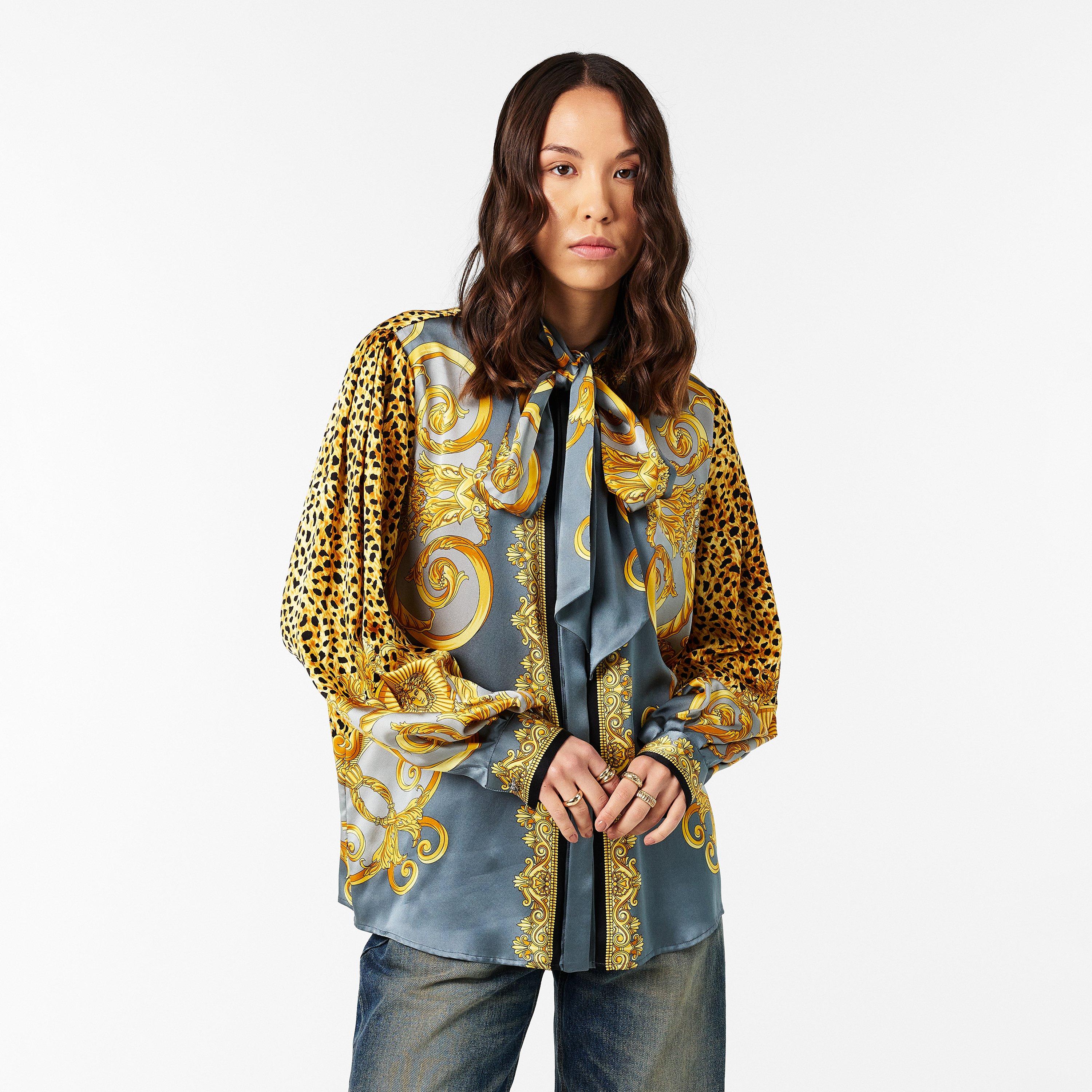 Elephant Grey - Versace - Women's Patterned Long-Sleeve Shirt - 3